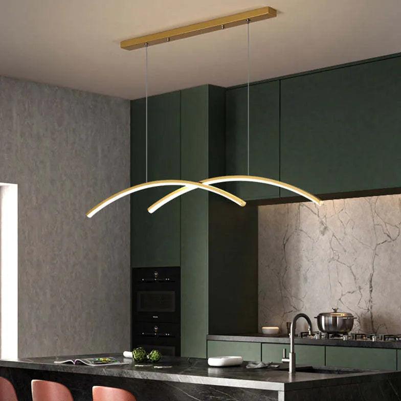 Modern Geometric Strips Pendant Light - Industrial Kitchen Island Lighting Fixture for Dining Room, Bar, Cafe & Restaurant Decor