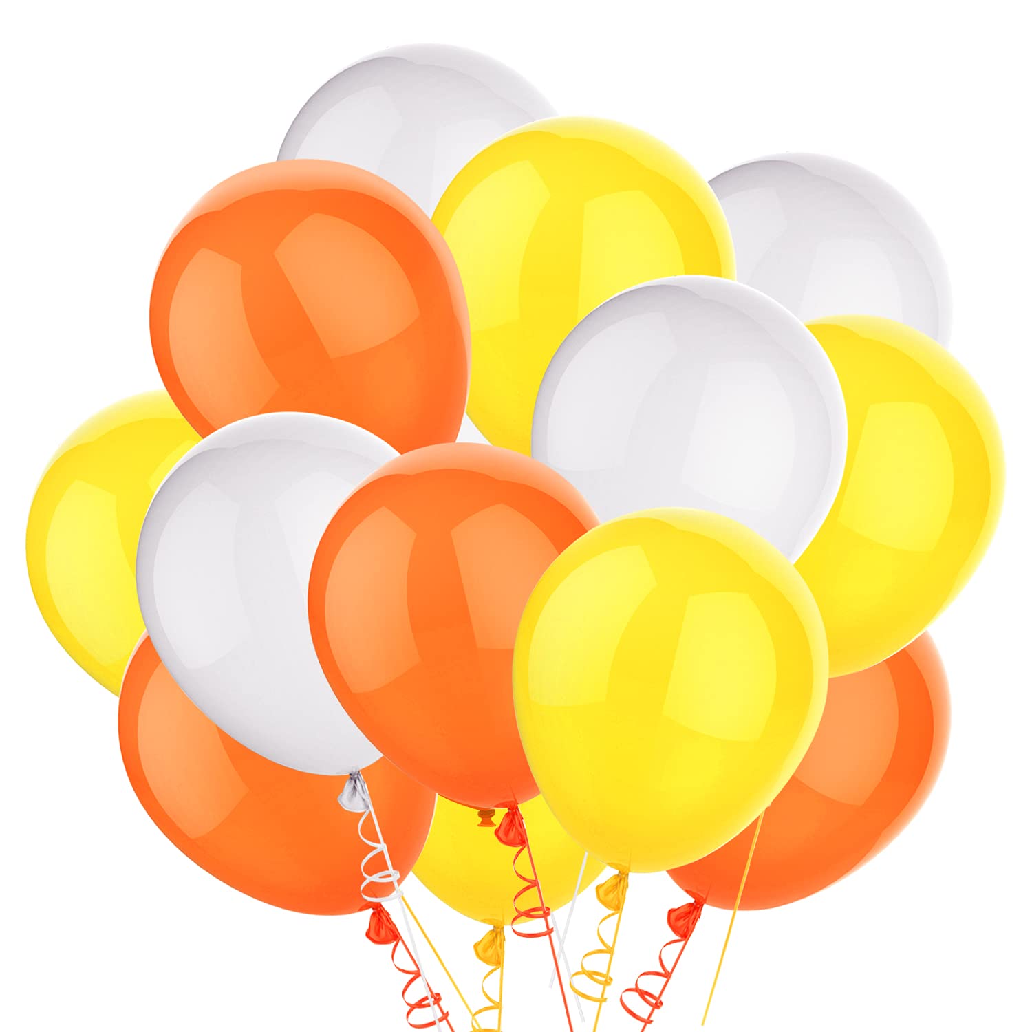 100 Pcs 12 Inch Latex Balloons - White, Orange & Yellow Balloons for Thanksgiving, Fall Party Decorations | Autumn Birthday, Happy Fall Party, Wedding, Engagement & Baby Shower Supplies | Perfect for Seasonal Home Decor, Harvest Festival & Holiday Celebrations