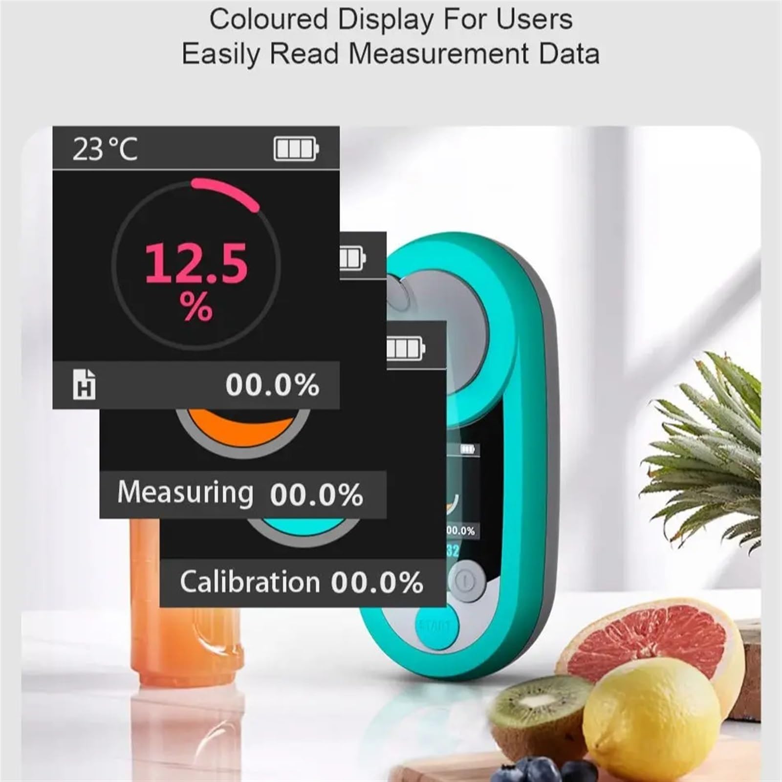 Portable Digital Refractometer 0-53% Brix Tester - Handheld Sugar Content Meter for Grapes, Honey, Fruits, Coffee | Perfect for Winemaking, Brewing & Food Quality Testing