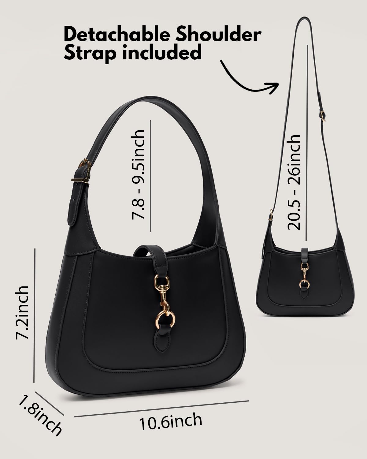 Stylish Vegan Leather Shoulder Bag for Women - Adjustable Strap Small Hobo Purse - Trendy Crossbody Handbag for Work, Travel & Everyday Use