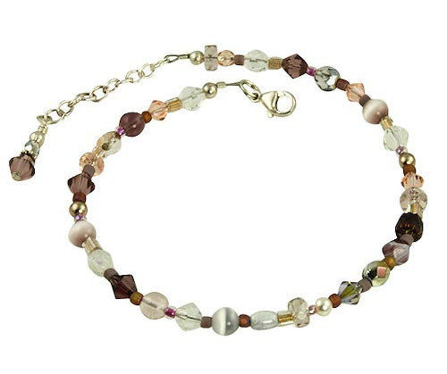 Elegant Medley Purple Glass Beaded Anklet - Bohemian Style Adjustable Ankle Bracelet for Women - Perfect for Summer, Beach, and Festival Outfits