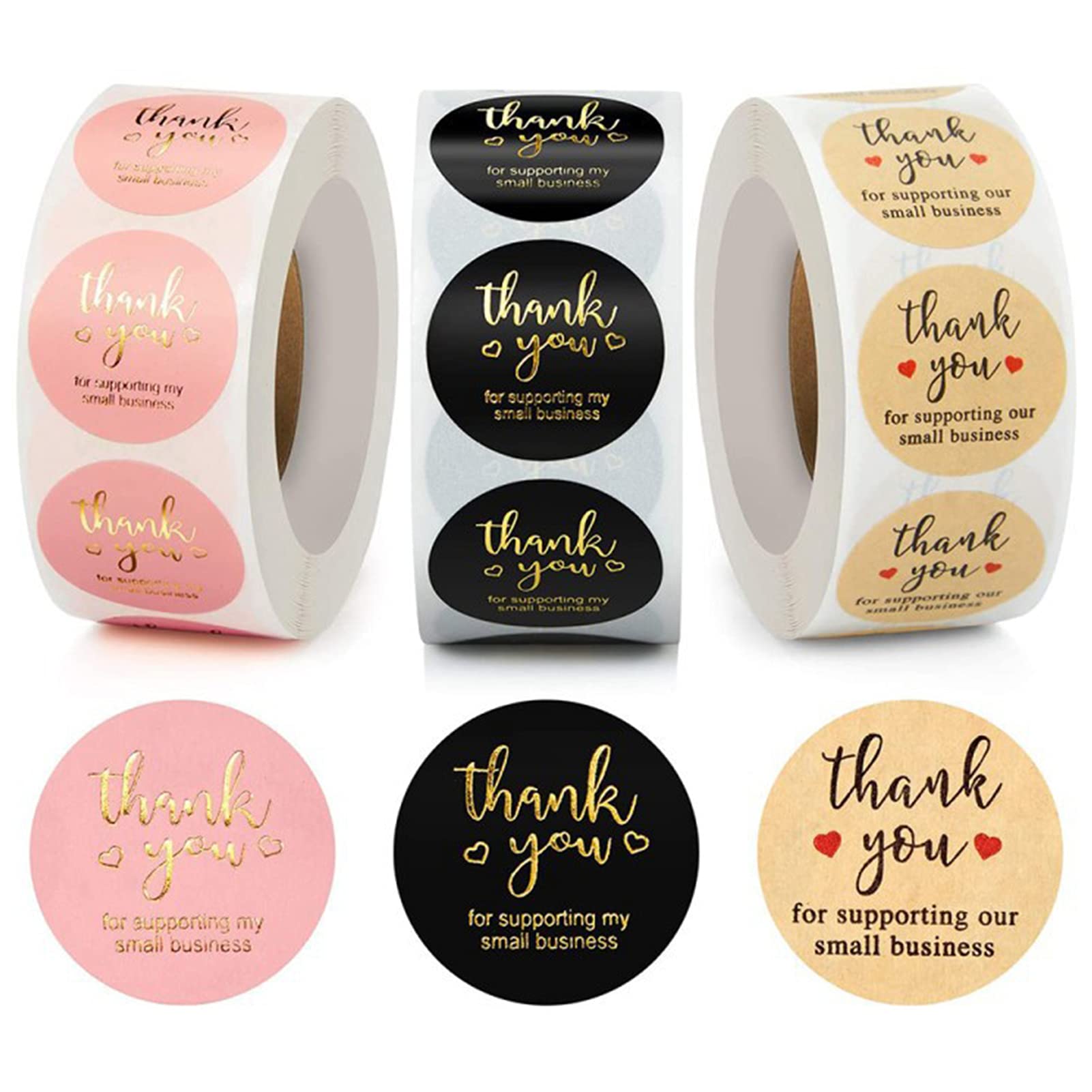 3 Rolls of Thank You Stickers - Round Wedding Party Envelope Decorations, Gift Tags & Appreciation Labels for DIY Crafts, Invitations, Gifts & Event Decor