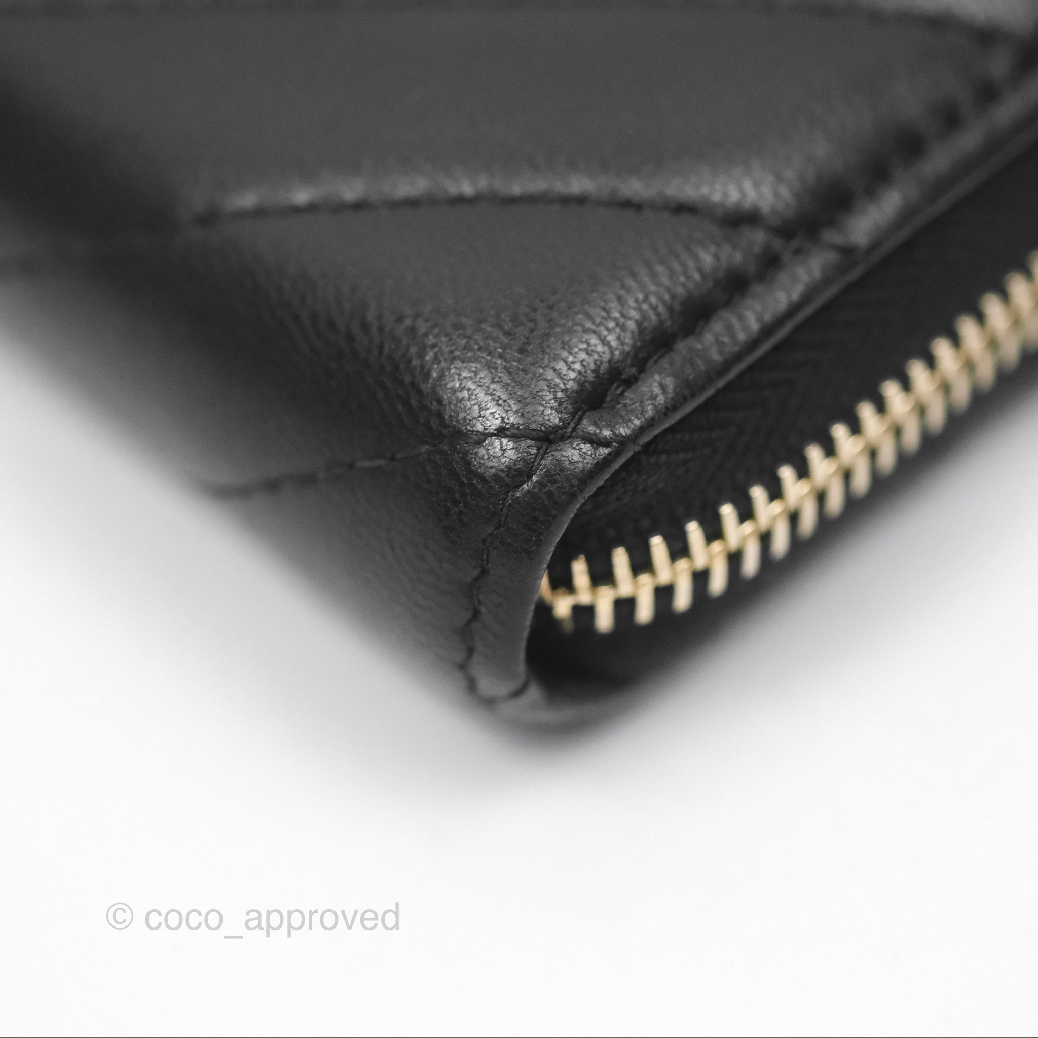 Chanel Chevron Zipped Coin Purse - Black Lambskin with Gold Hardware | Luxury Small Wallet for Women | Perfect for Parties, Travel & Everyday Use