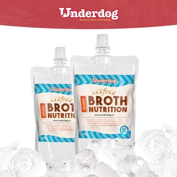 Premium Underdog Frozen Salmon Bone Broth for Dogs - 350ml | High-Protein Dog Food Topper & Digestive Aid | Perfect for Senior Dogs & Post-Surgery Recovery