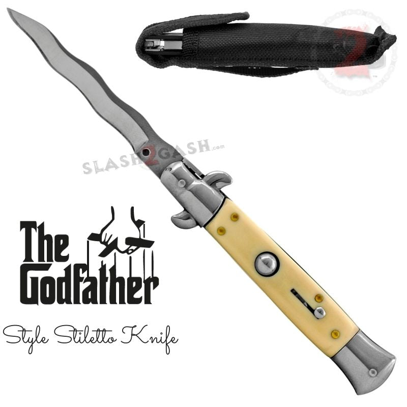 Italian Stiletto Automatic Knife - KRISS Switchblade with Snake Blade Wavy Design | Self-Defense, Outdoor Survival & Tactical EDC Gear
