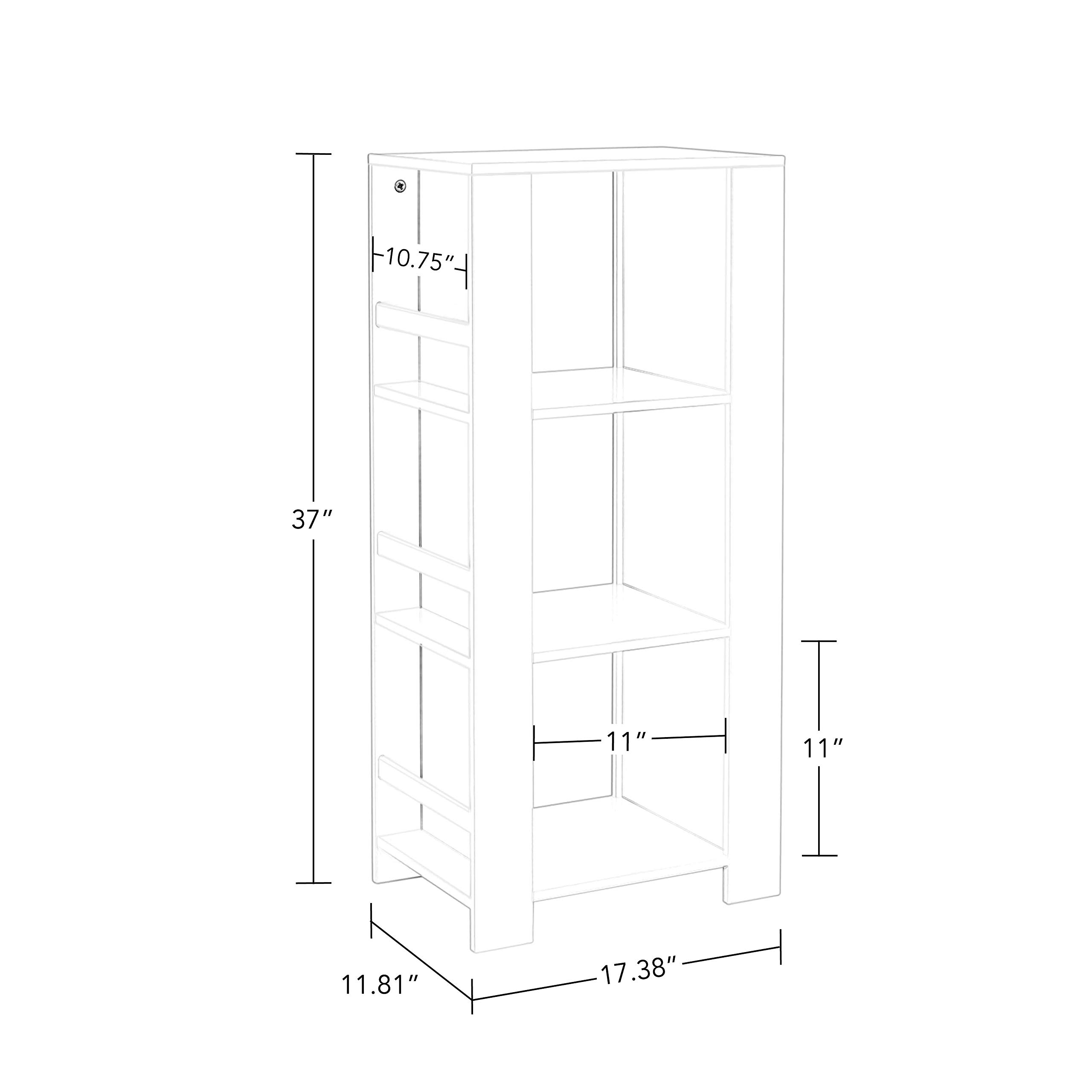 RiverRidge Kids Book Nook Tower - 3-Tier Bookshelf & Toy Storage Organizer with 6 Book Racks & 2 Gray Storage Bins | Perfect for Playroom, Nursery & Bedroom Organization | Space-Saving Kids Furniture for Books & Toys
