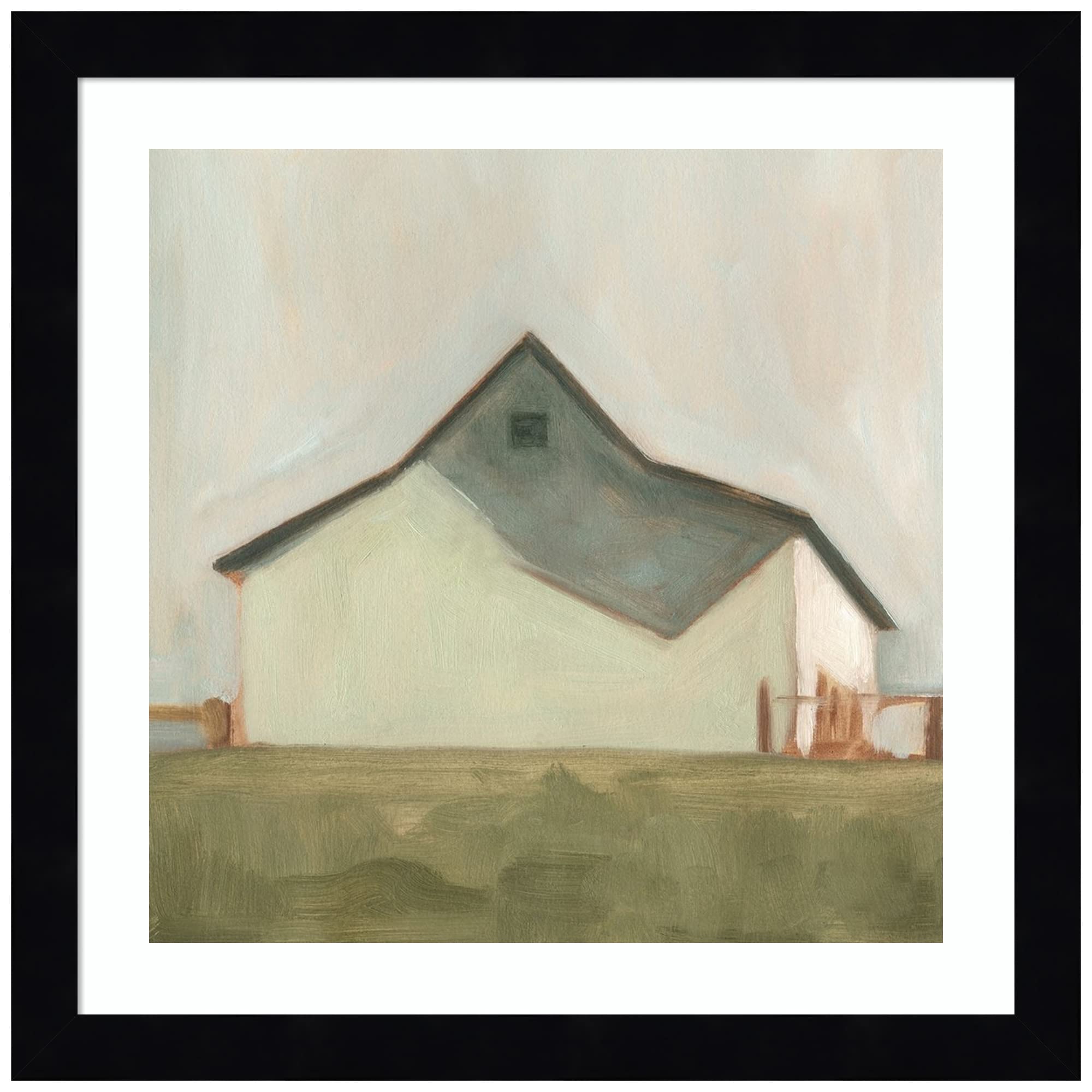 Emma Scarvey Serene Barn V Wood Framed Wall Art Print - 13x13 Inches, Svelte Noir Black Frame - Perfect for Living Room, Bedroom & Office Decor