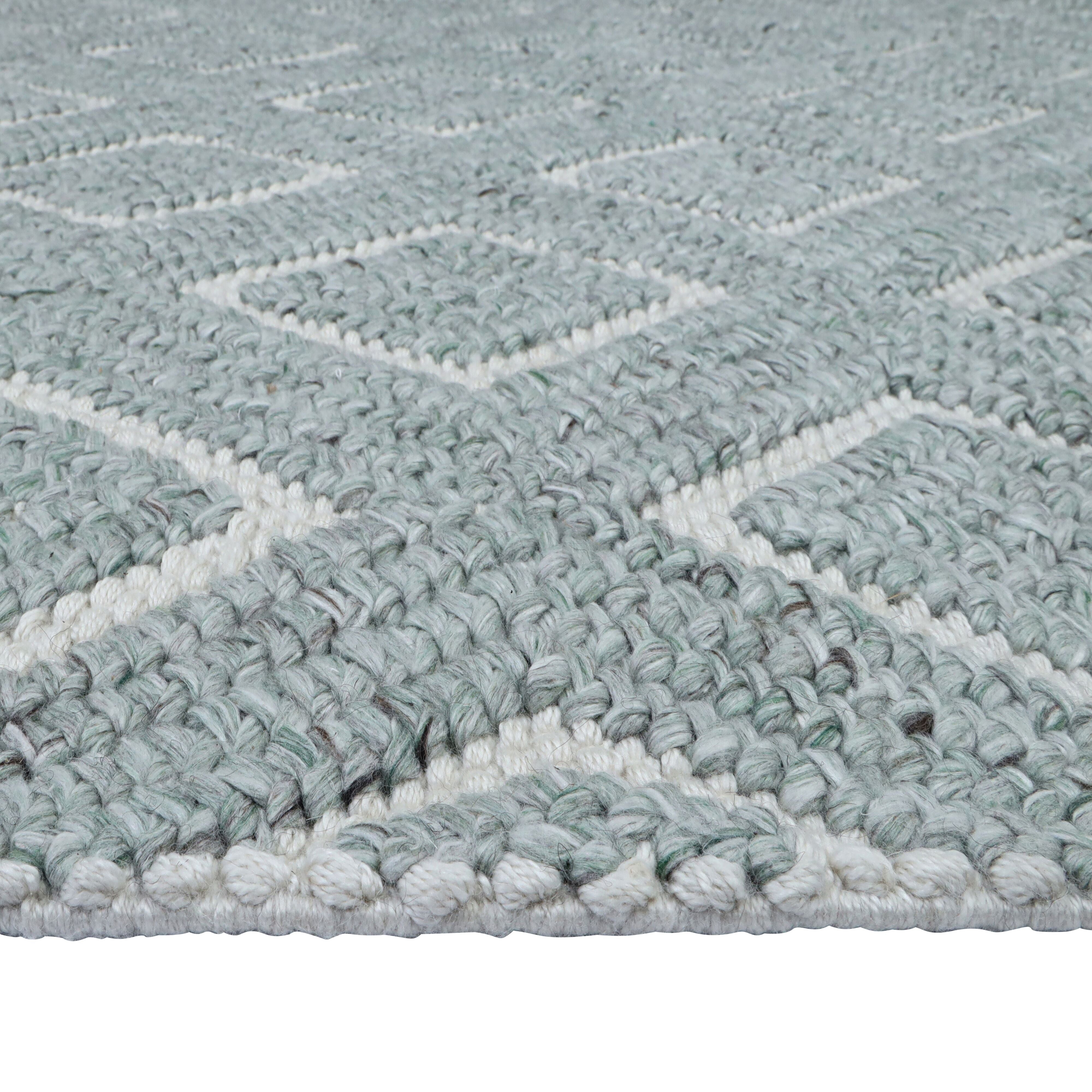 Amira Diamond Handwoven Soft Green & Cream Rug 240x150cm - Luxurious Bohemian Area Rug for Living Room, Bedroom & Nursery - Eco-Friendly & Hypoallergenic