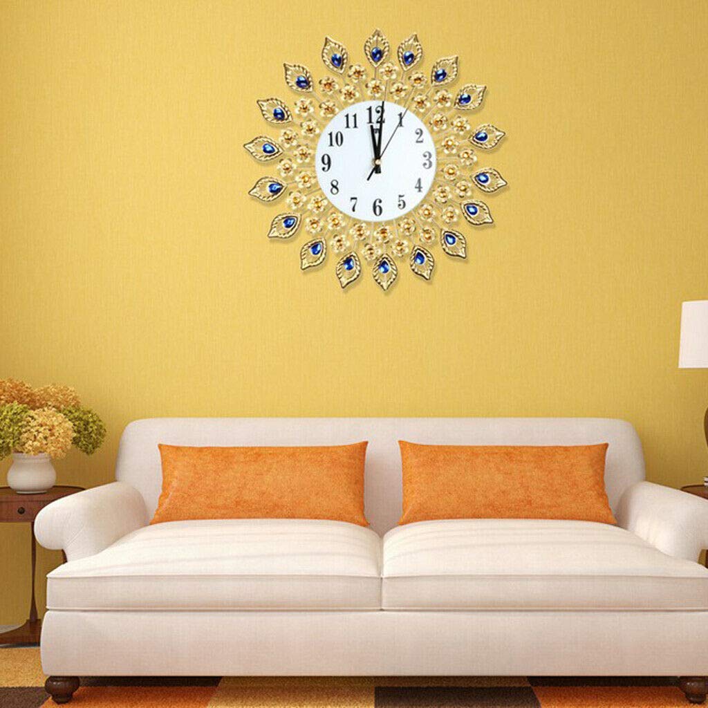 Elegant Peacock Crystal Diamond Wall Clock - Large Decorative Clock for Home, Office & Living Room Decor | Perfect for Modern Interiors, Gifts & Wall Accents