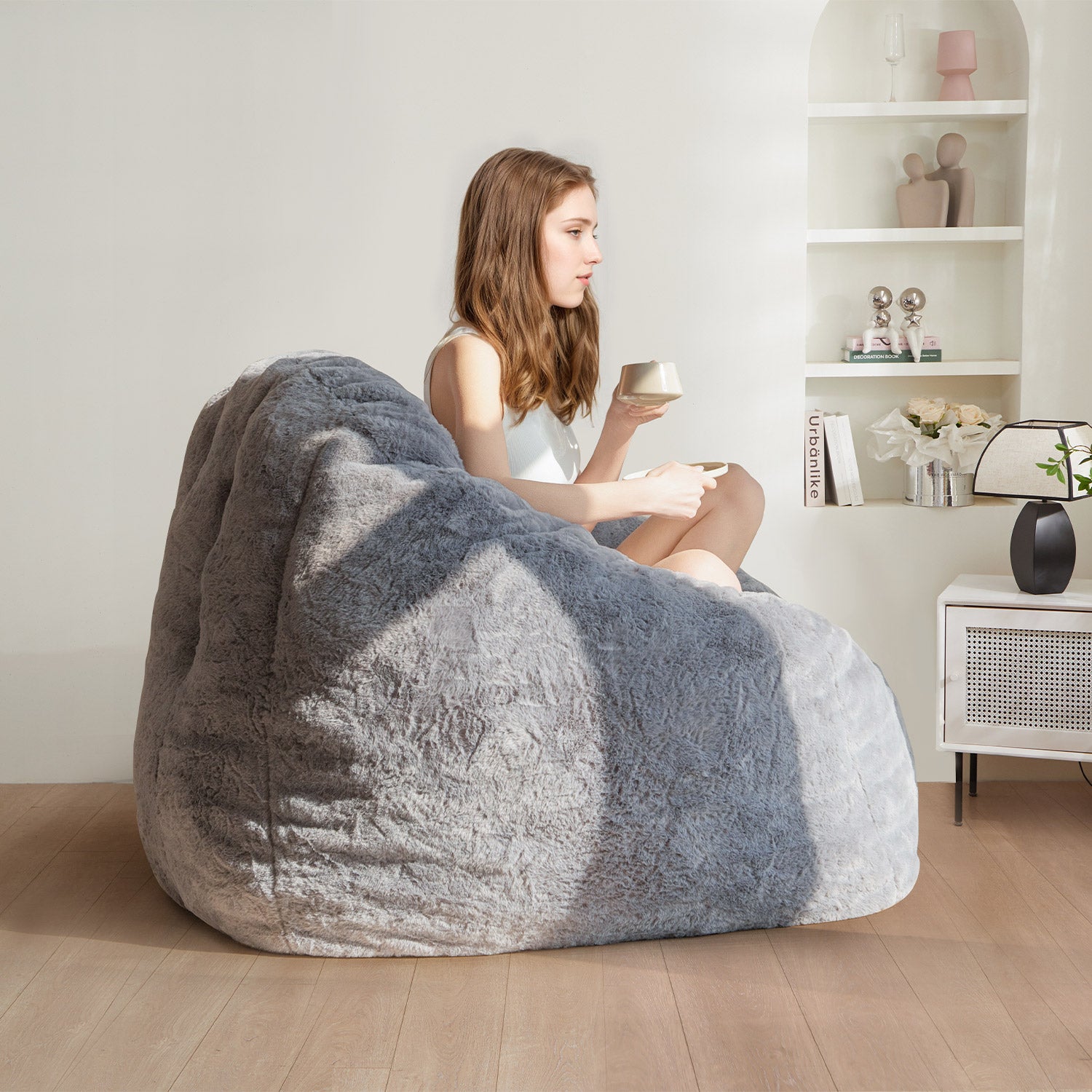 MAXYOYO Giant Bean Bag Chair - Oversized Faux Fur Shell Design with Premium Filler | Ultra Comfortable Lounge Chair for Living Room, Bedroom, Game Room & Dorm