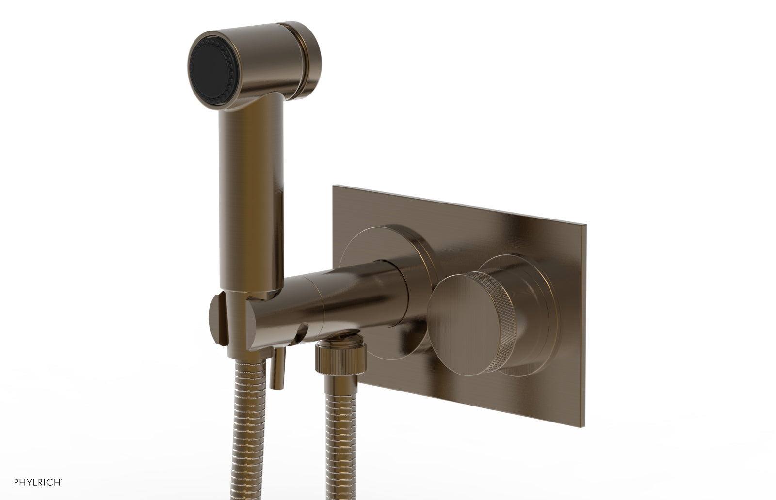 BASIC II Wall Mounted Bidet with Knurled Handle - 230mm Spray Head, 65mm Mounting Centers - Perfect for Bathroom Hygiene & Comfort