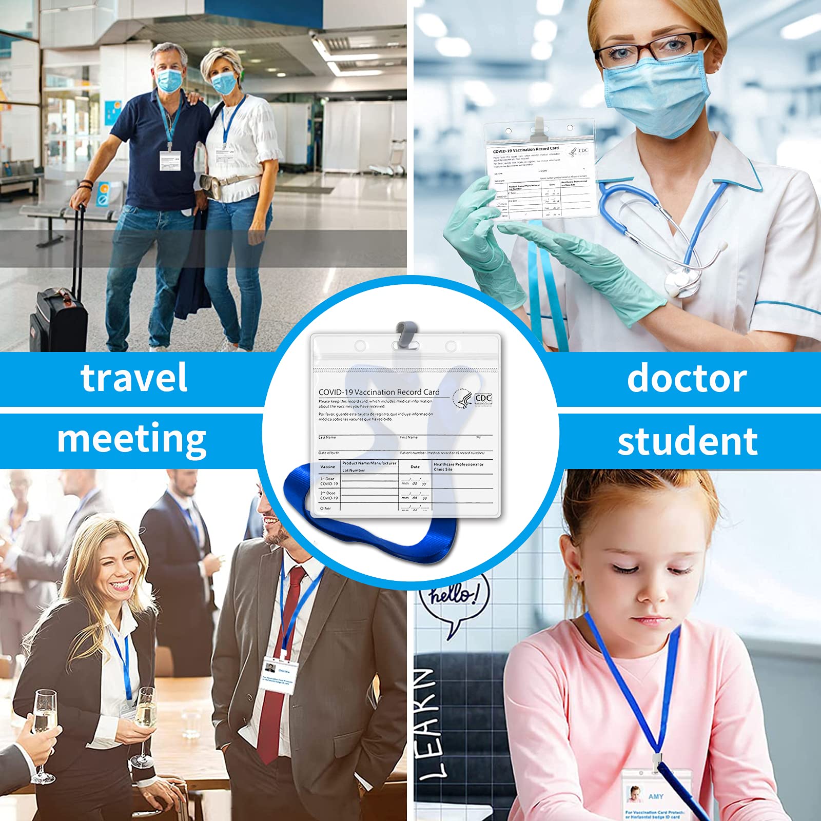 Vaccination Card Protector - 6 Pack, Waterproof & Resealable for Travel & Events