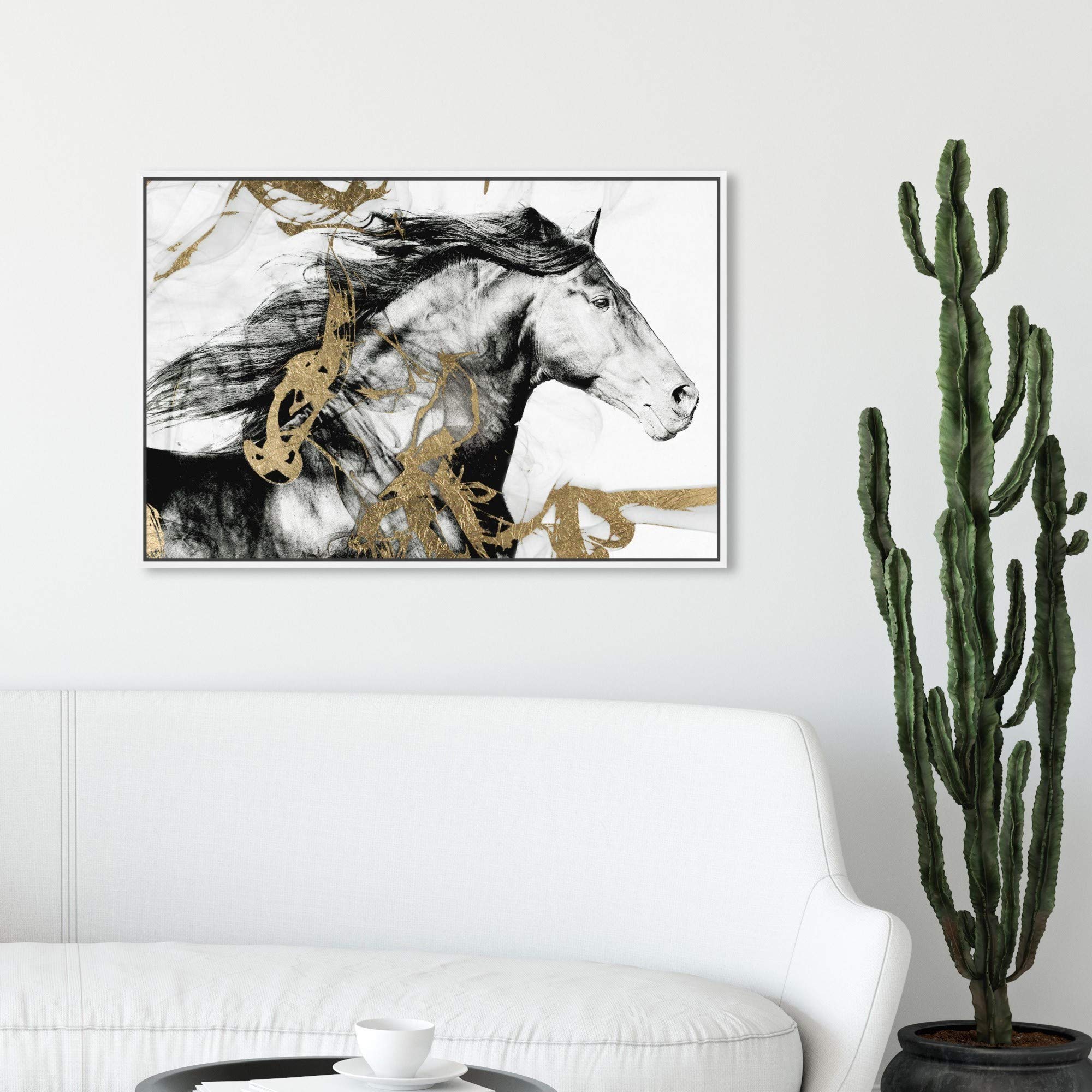 Gold and Black Beauty Farm Animals Framed Wall Art Canvas Prints - Perfect for Home Decor, Living Room, Bedroom & Office