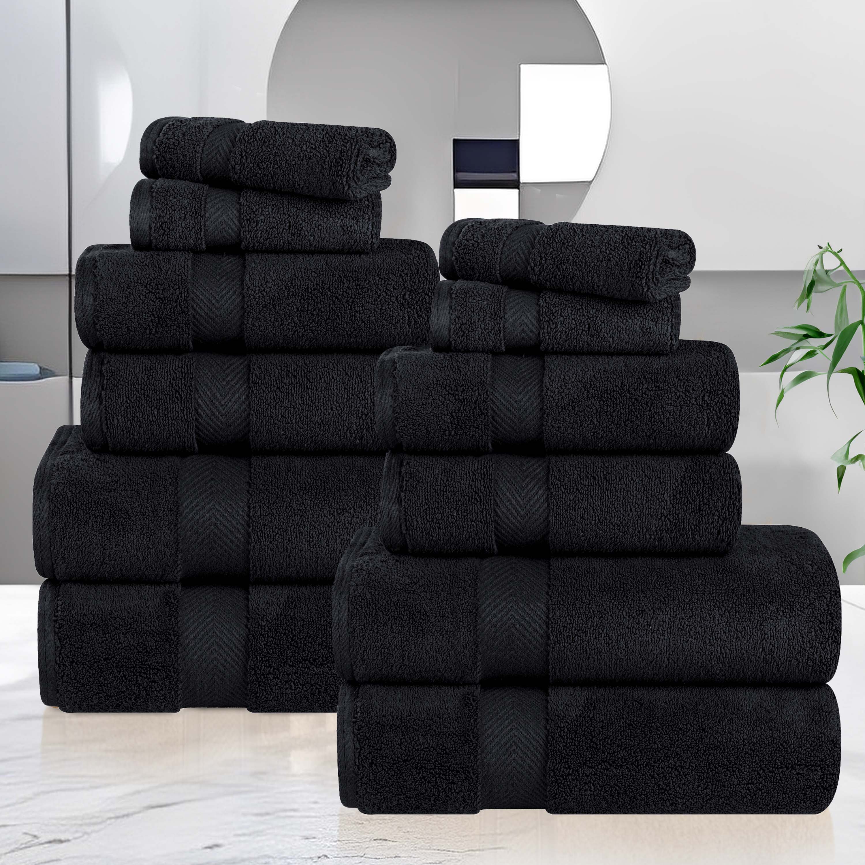Premium Zero Twist Cotton Towels - Ultra Soft & Highly Absorbent 12-Piece Bath Towel Set for Spa, Gym & Luxury Home Use
