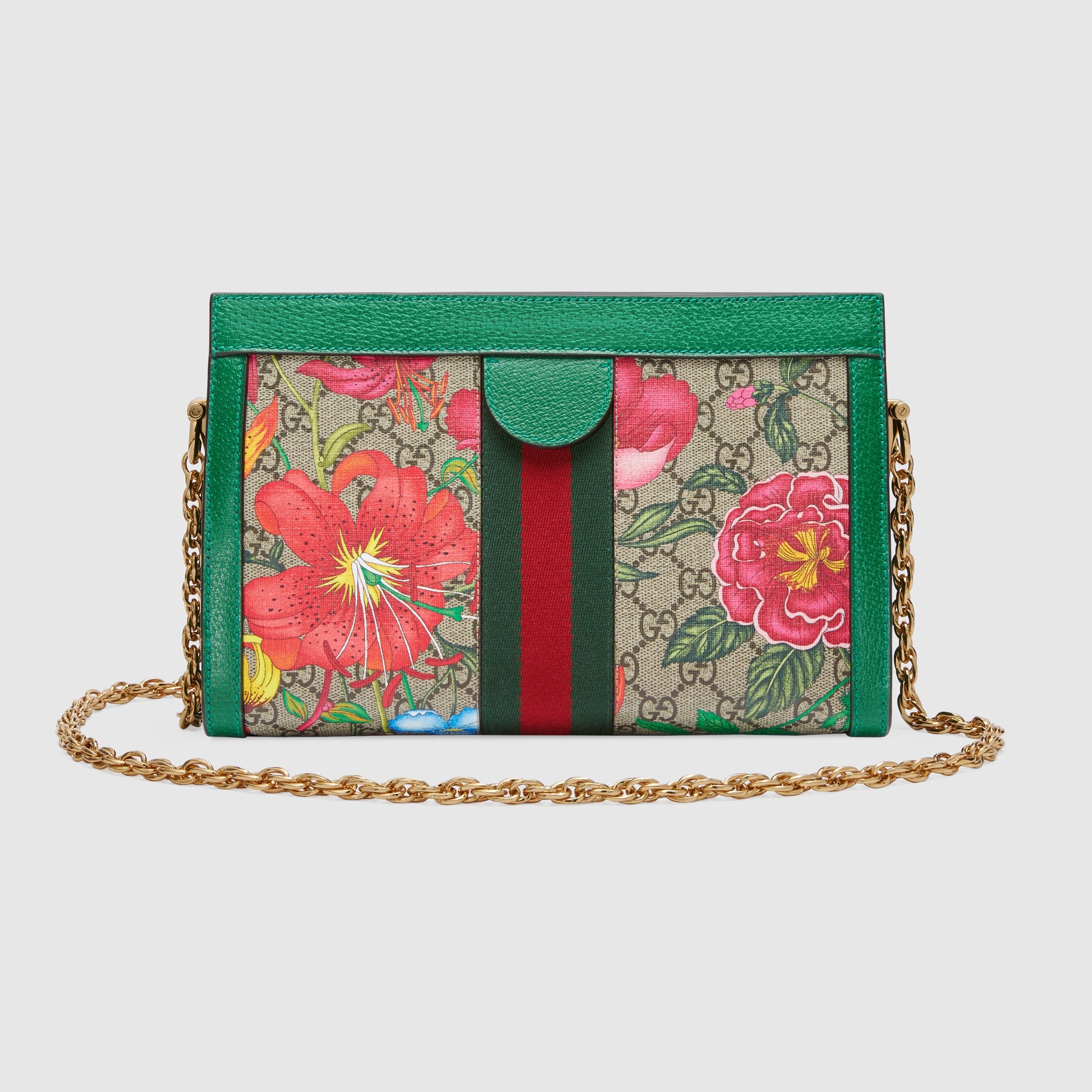 Gucci Ophidia GG Flora Small Shoulder Bag in Green | Luxury Crossbody Bag for Women | Perfect for Date Night, Travel & Everyday Use