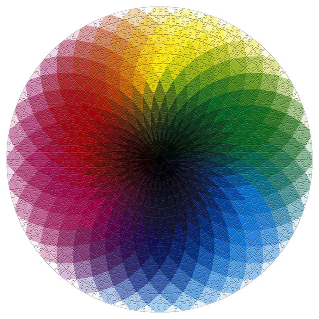 GDJGTA 1000 Piece Jigsaw Puzzle for Adults & Teens - Colorful Gradient Rainbow Round Puzzle - Challenging Brain Teaser - Perfect for Family Game Night & Stress Relief Activities