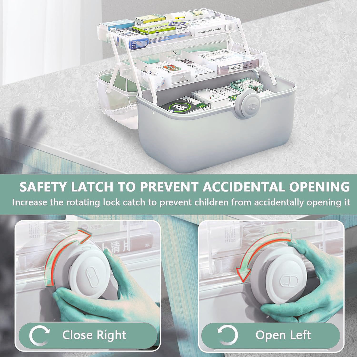 TOOSOAR Portable Multi-Layer Medicine Storage Box with Handle - Small Plastic Medical Organizer for Pills, First Aid Supplies & Daily Medications | Perfect for Home, Travel, Emergency Kits & Healthcare Storage