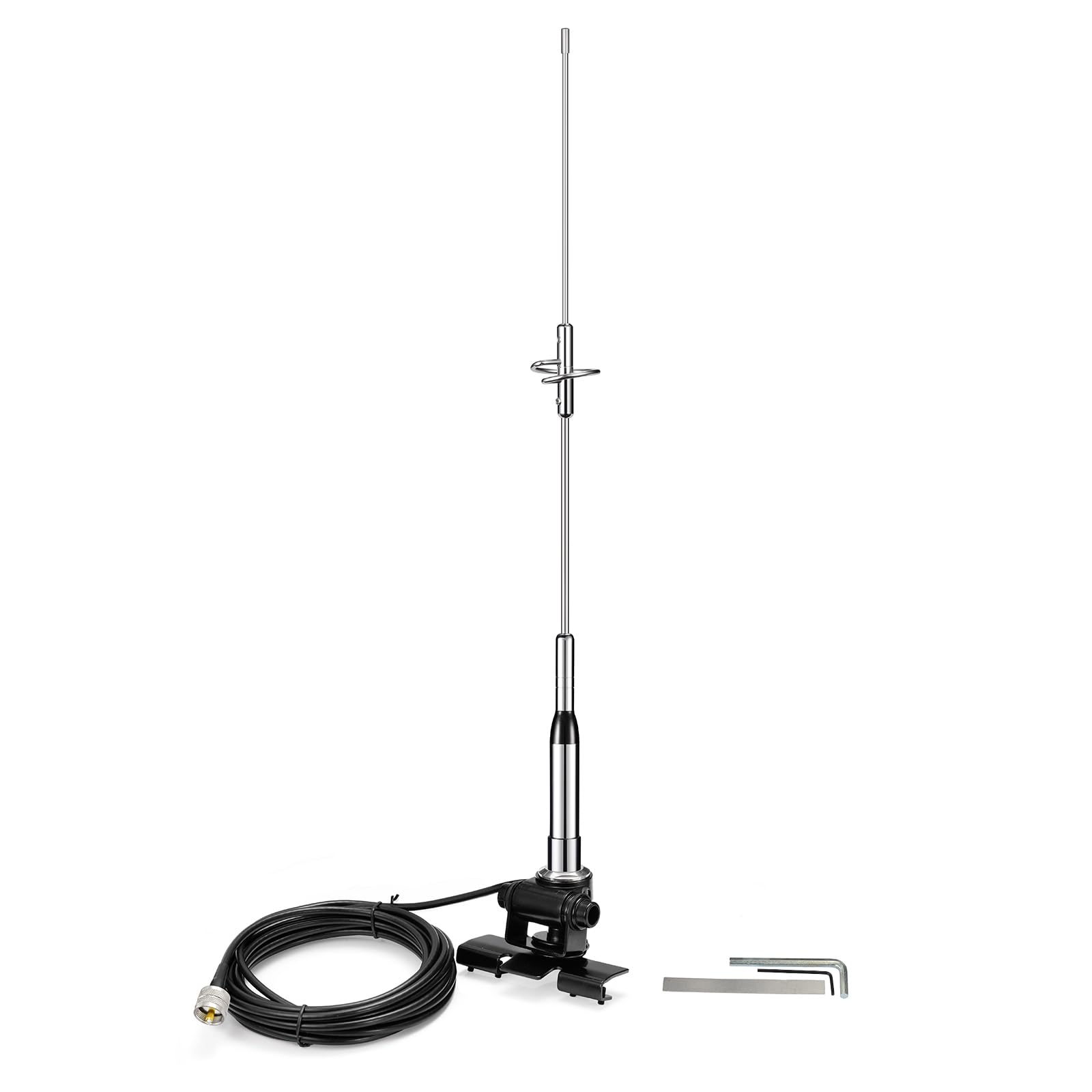 Bingfu High Gain Dual Band VHF UHF Antenna (136-174MHz & 400-470MHz) - Rust-Proof Mobile Ham Radio Antenna with Lip Mount Bracket & 16.4ft Cable - Perfect for Car, Truck, Marine & Amateur Two-Way Radios - Ideal for Emergency Communication & Outdoor Adventures