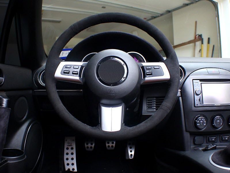 Premium Italian Perforated Leather Steering Wheel Cover for Mazda Miata NC (2006-2015) - Custom Fit, Not Universal - Black Leather with Black Stitching - Enhance Grip & Comfort for Daily Driving & Road Trips