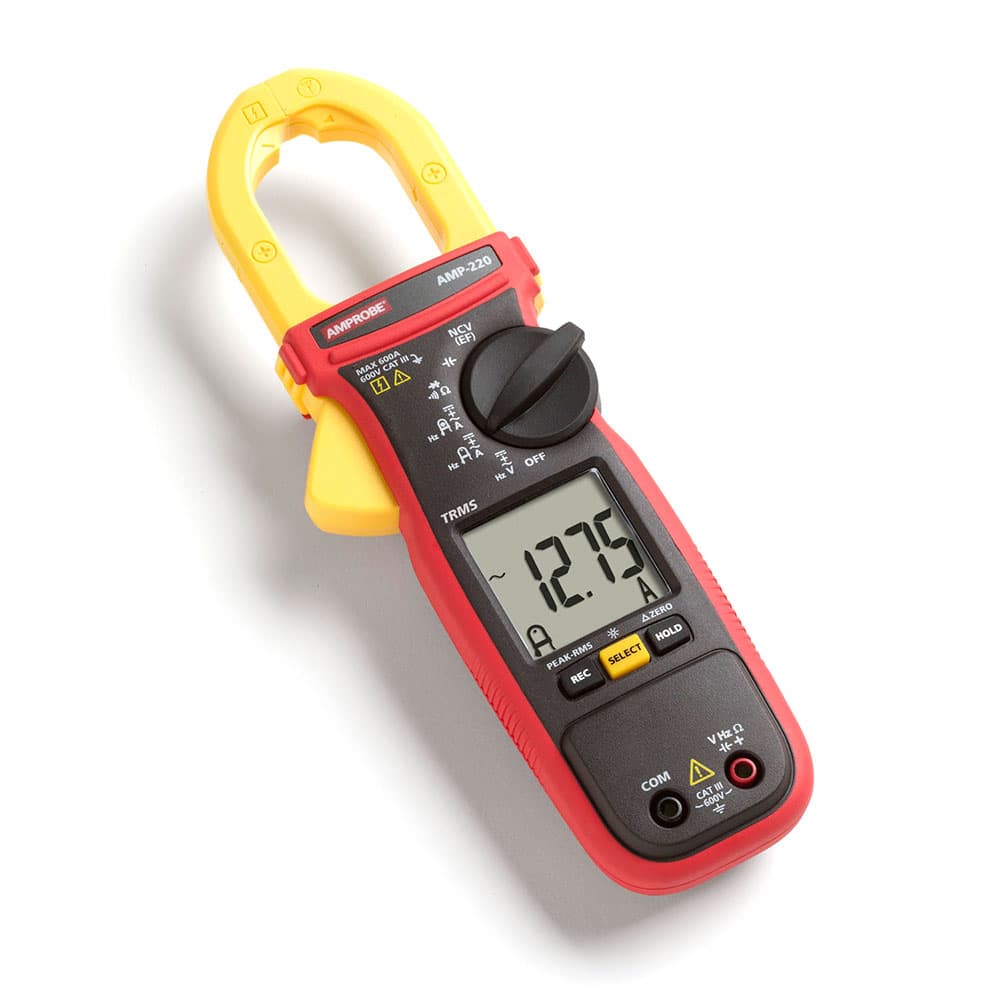Amprobe 4560543 AMP 220 600V/600A TRMS AC/DC Clamp Multimeter with Amp Tip - CAT II Rated Electrical Tester for HVAC, Automotive & Industrial Use
