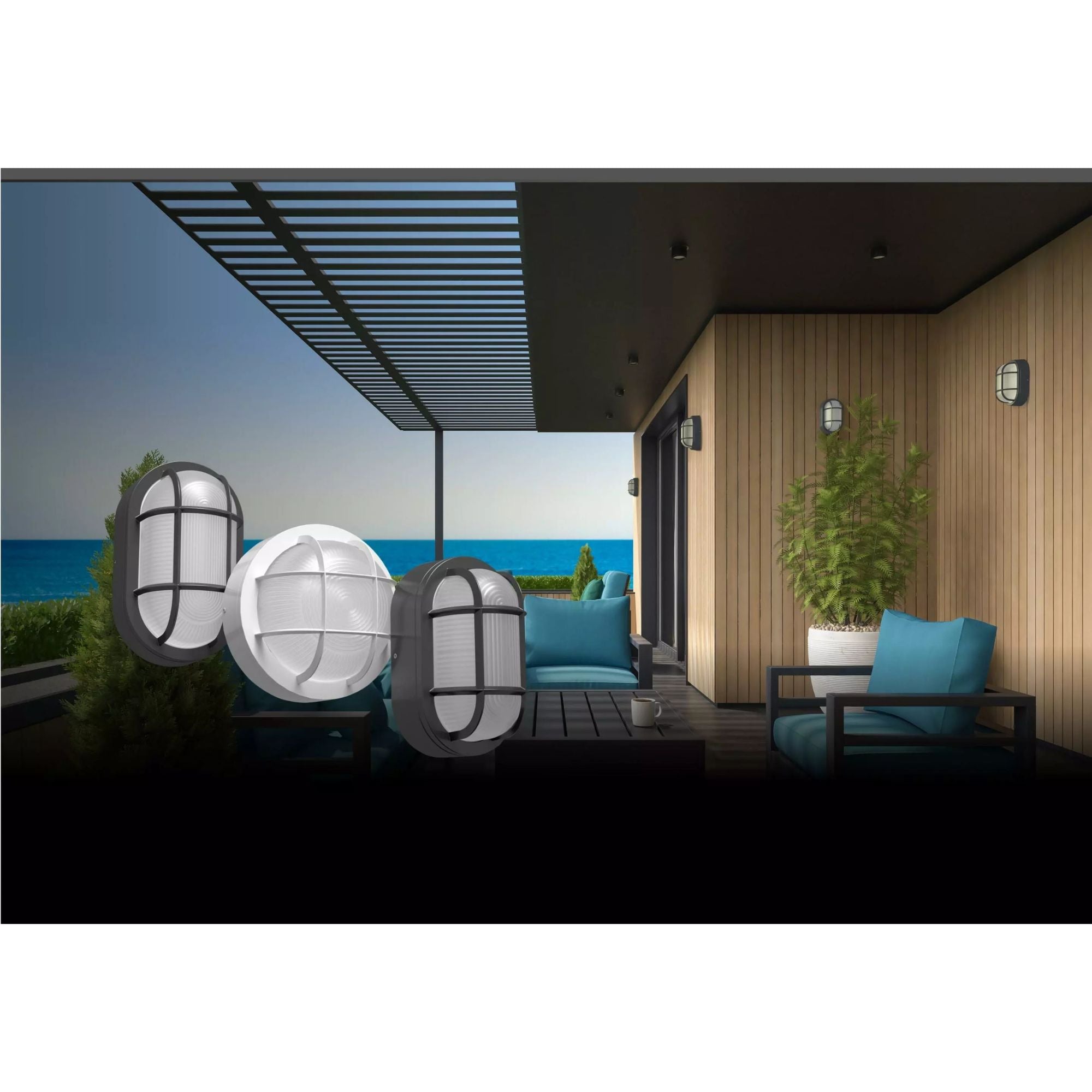 10 Pack Oval Bulkhead Wall Sconce - 2000 Lumens, 30K/40K/50K Color Temperature - White Finish - 120-277V - Perfect for Garage, Warehouse & Outdoor Lighting