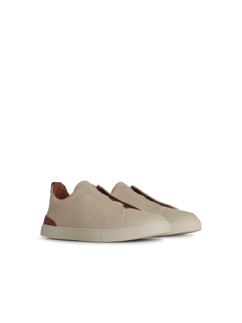 Premium Triple Cream Leather Sneakers for Men & Women - Comfortable & Stylish Casual Shoes for Walking, Travel & Everyday Wear