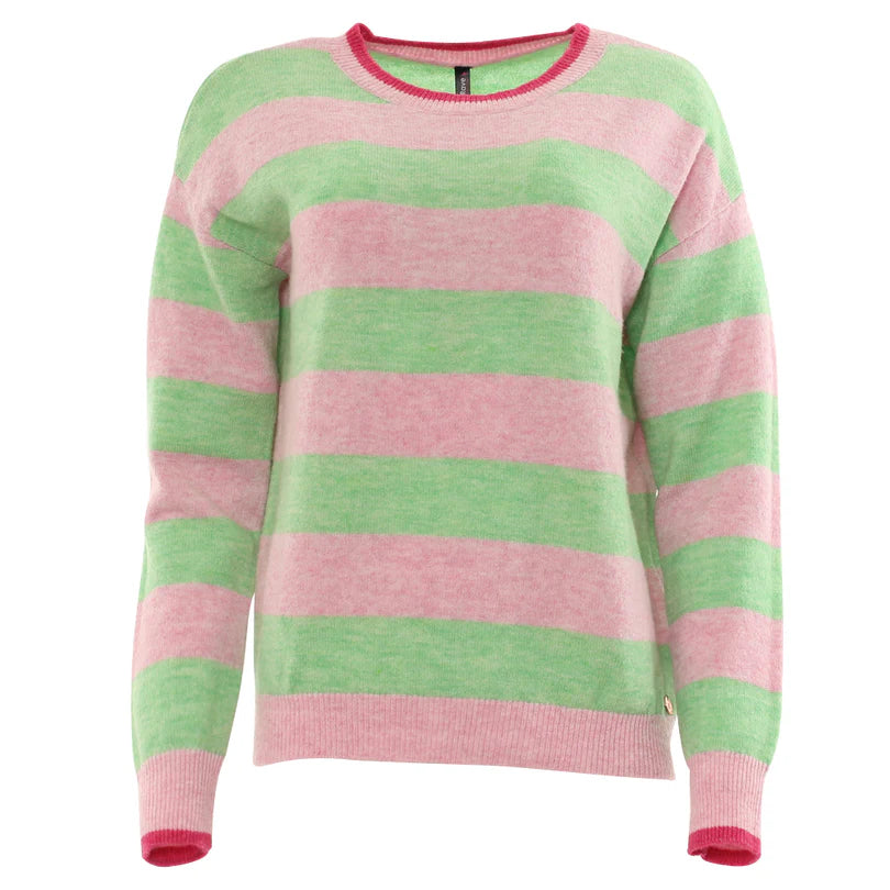 Harlee Stripe Jumper for Women - Soft Pink Knit Sweater | Cozy Casual Wear for Fall & Winter | Perfect for Office, Dates & Weekend Outings