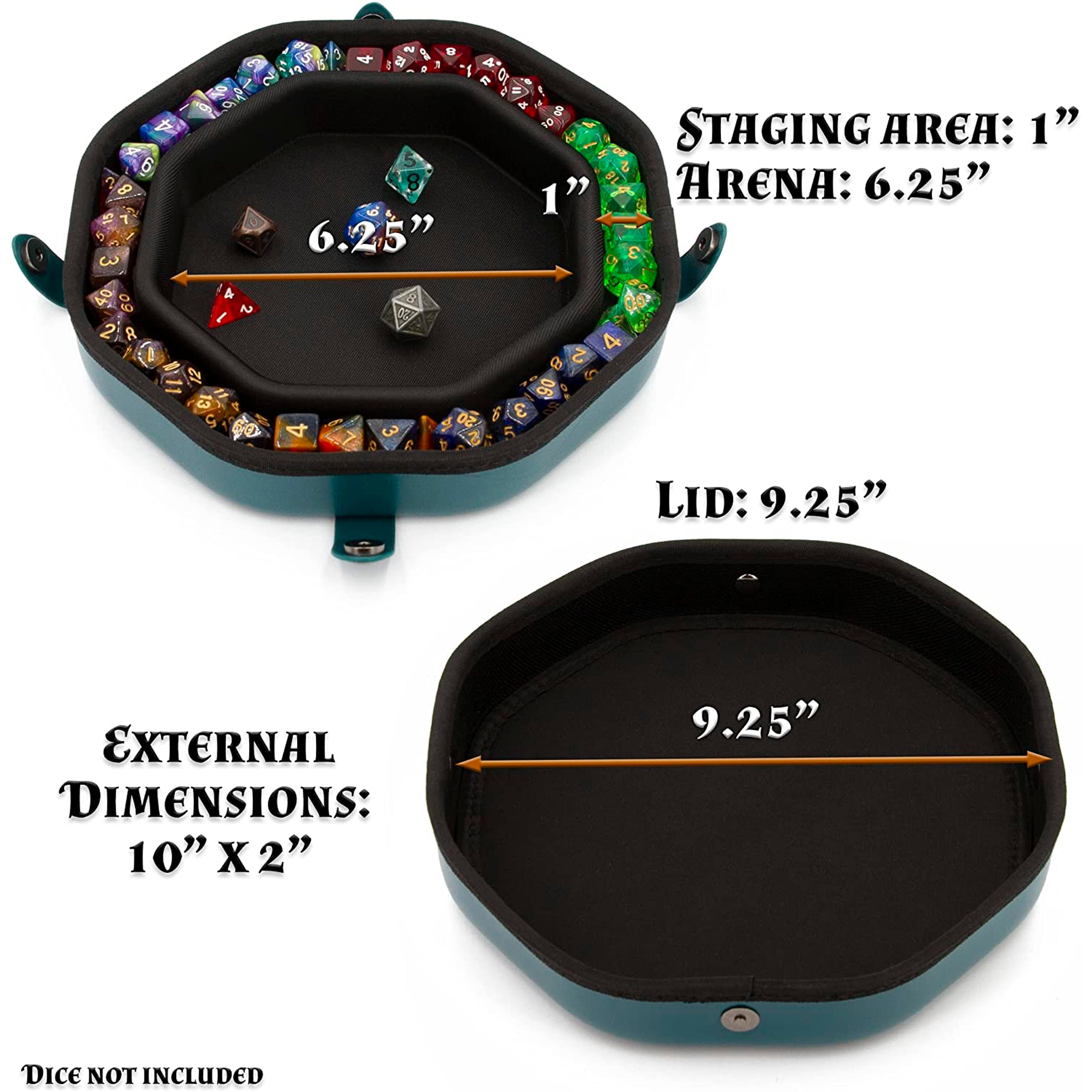 CASEMATIX Dice Tray and Storage Case for 115 RPG Dice - Magnetic Snaps, Embossed Monster Design - Perfect for Dungeons & Dragons, Pathfinder, and Tabletop Gaming Sessions