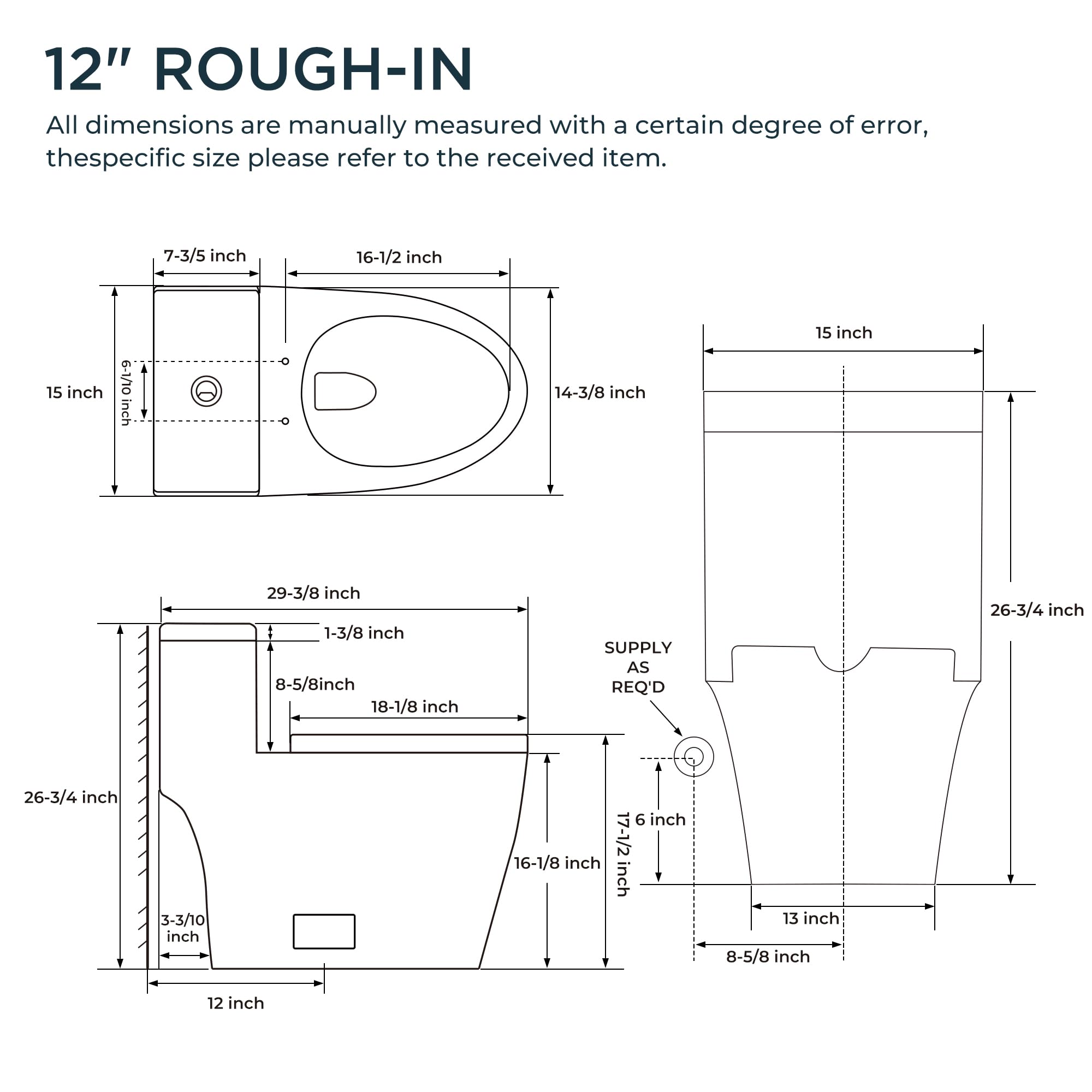 Elongated One Piece Toilet with Comfort Chair Seat - ADA Height, Dual Flush 1.1/1.6 GPF, Modern Standard Bathroom Toilet - 12