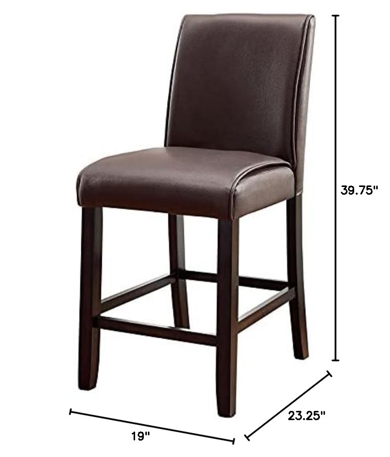 Minna Contemporary Leatherette Pub Chairs Set of 2 - Modern Bar Stools for Kitchen Island, Breakfast Nook & Home Bar - Comfortable PU Leather Counter Height Seating