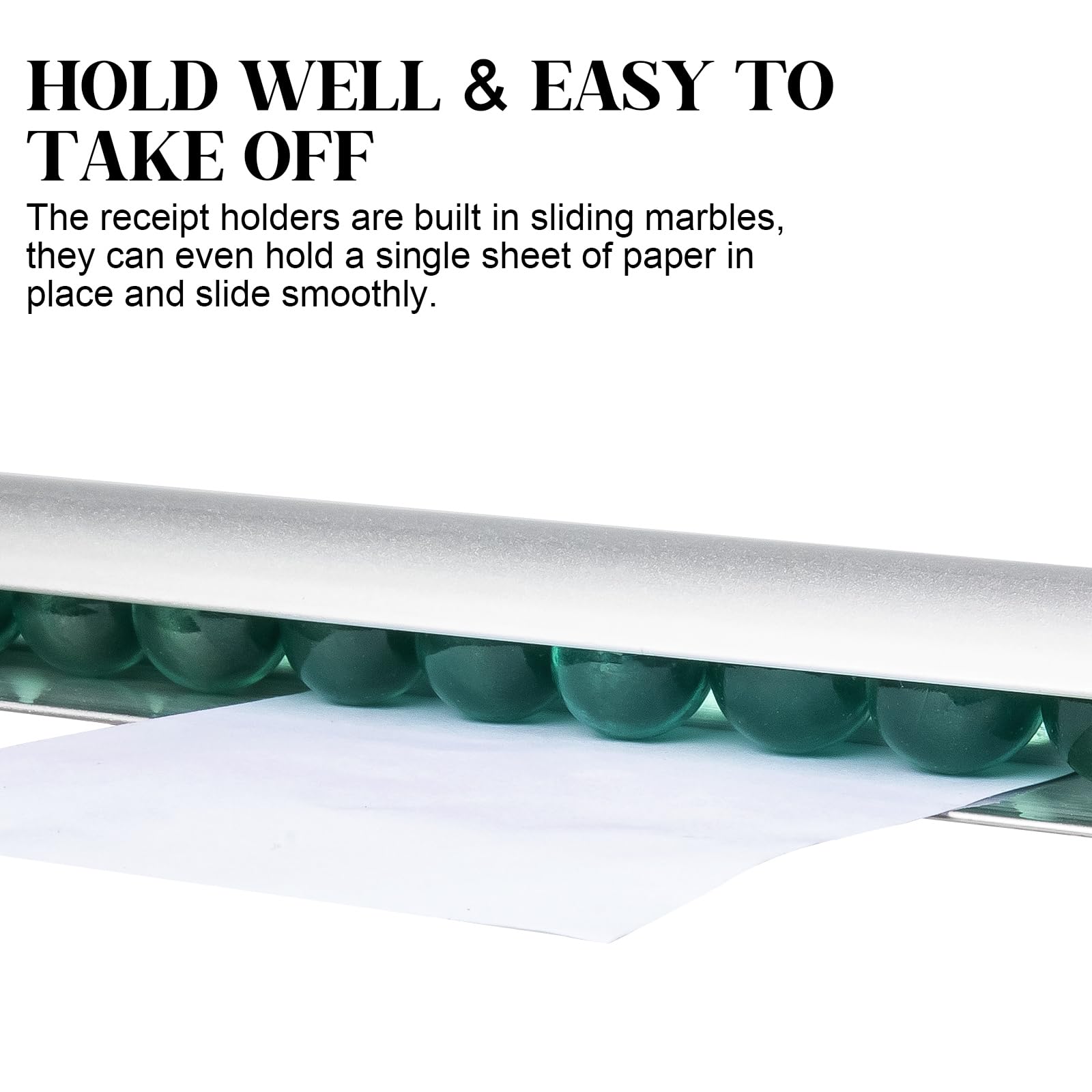 No-Drill Self-Adhesive Aluminum Receipt Holder for Restaurants - Easy to Clean Kitchen Order Ticket Strip for Office, Cafe & Commercial Use - Perfect for Organizing Bills, Tickets & Receipts in Food Service Businesses