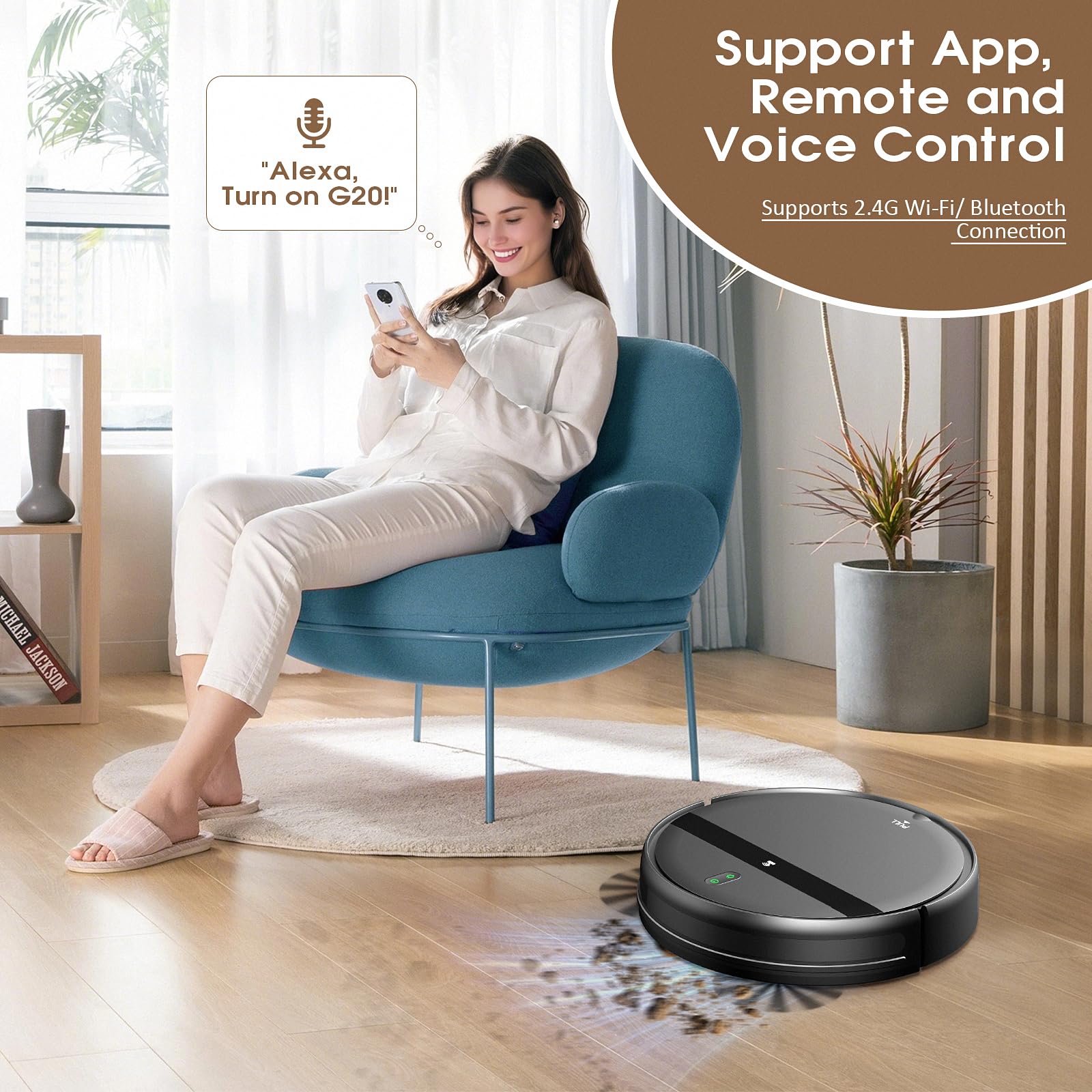2-in-1 Robot Vacuum and Mop Cleaner with Powerful Suction, Wi-Fi/App Control, Self-Charging - Ideal for Pet Hair, Hard Floors & Low Pile Carpets (Dark Gray) | Perfect for Smart Homes & Busy Households