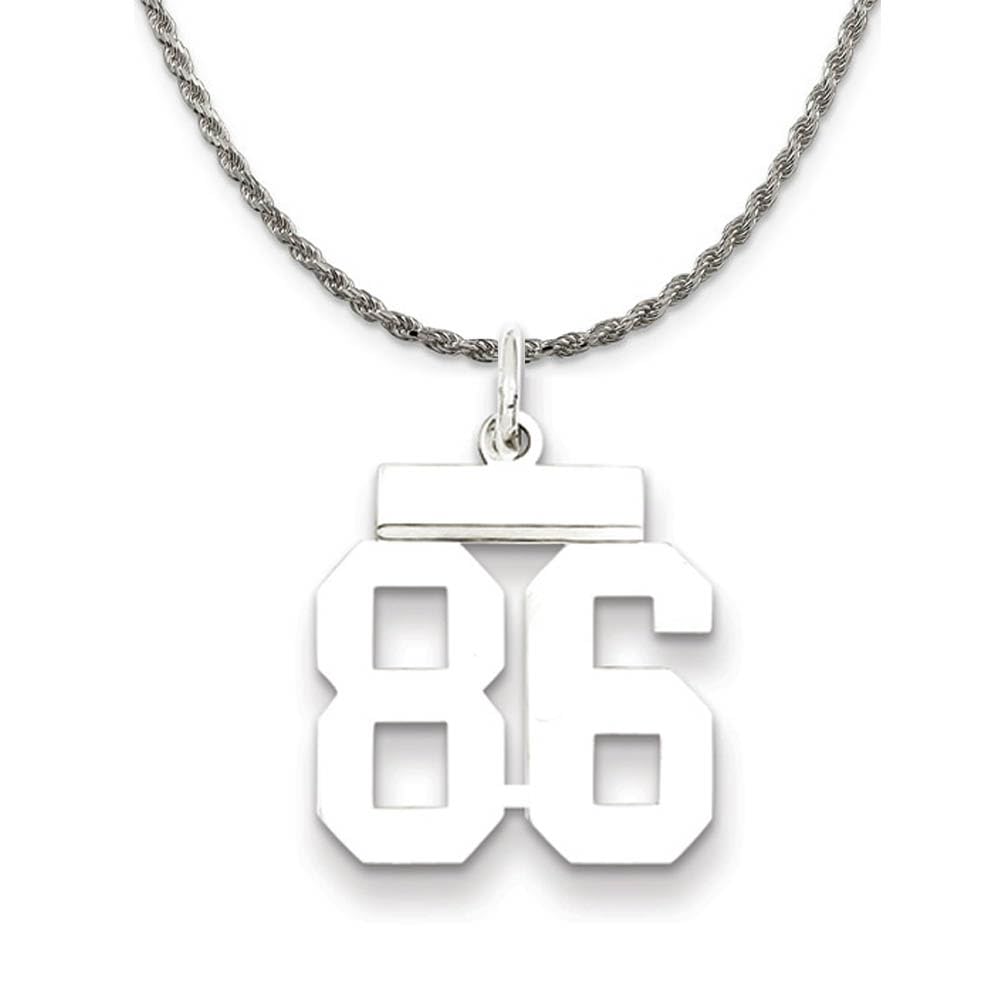 Elegant Black Bow Sterling Silver Polished Number 86 Necklace - Perfect for Birthdays, Anniversaries & Special Occasions