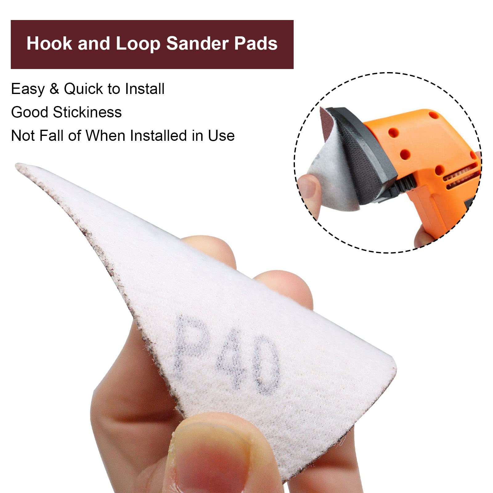 120 Pcs Triangle Sanding Pads, 40 Grits Hook & Loop Sandpaper for Oscillating Multi Tool - 3-1/8