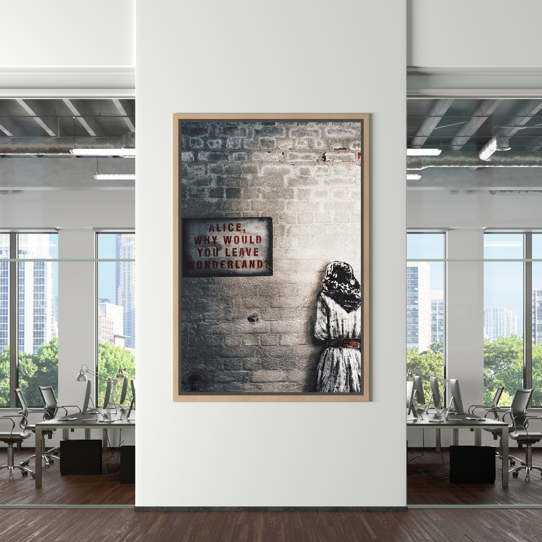 Banksy Graffiti Alice in Wonderland Canvas Wall Art - Modern Street Art Decor for Living Room, Bedroom & Office - Unique Gift for Art Lovers