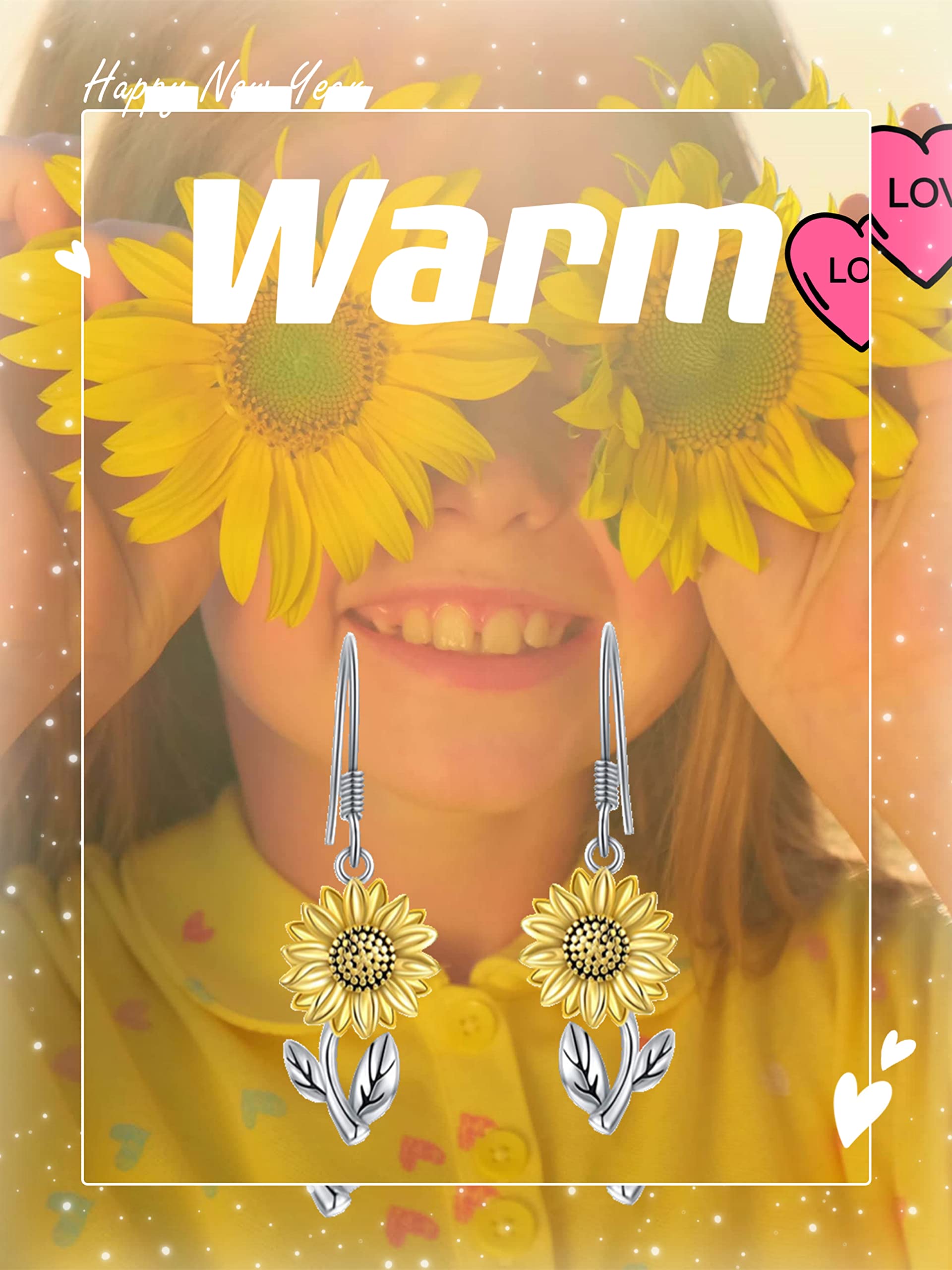 GAUEIOUR Sunflower Drop Dangle Earrings - Fashionable Bronze Jewelry for Women | Elegant Floral Earrings Symbolizing Passion, Warmth & Sunshine | Perfect for Summer Outfits, Weddings & Boho Style