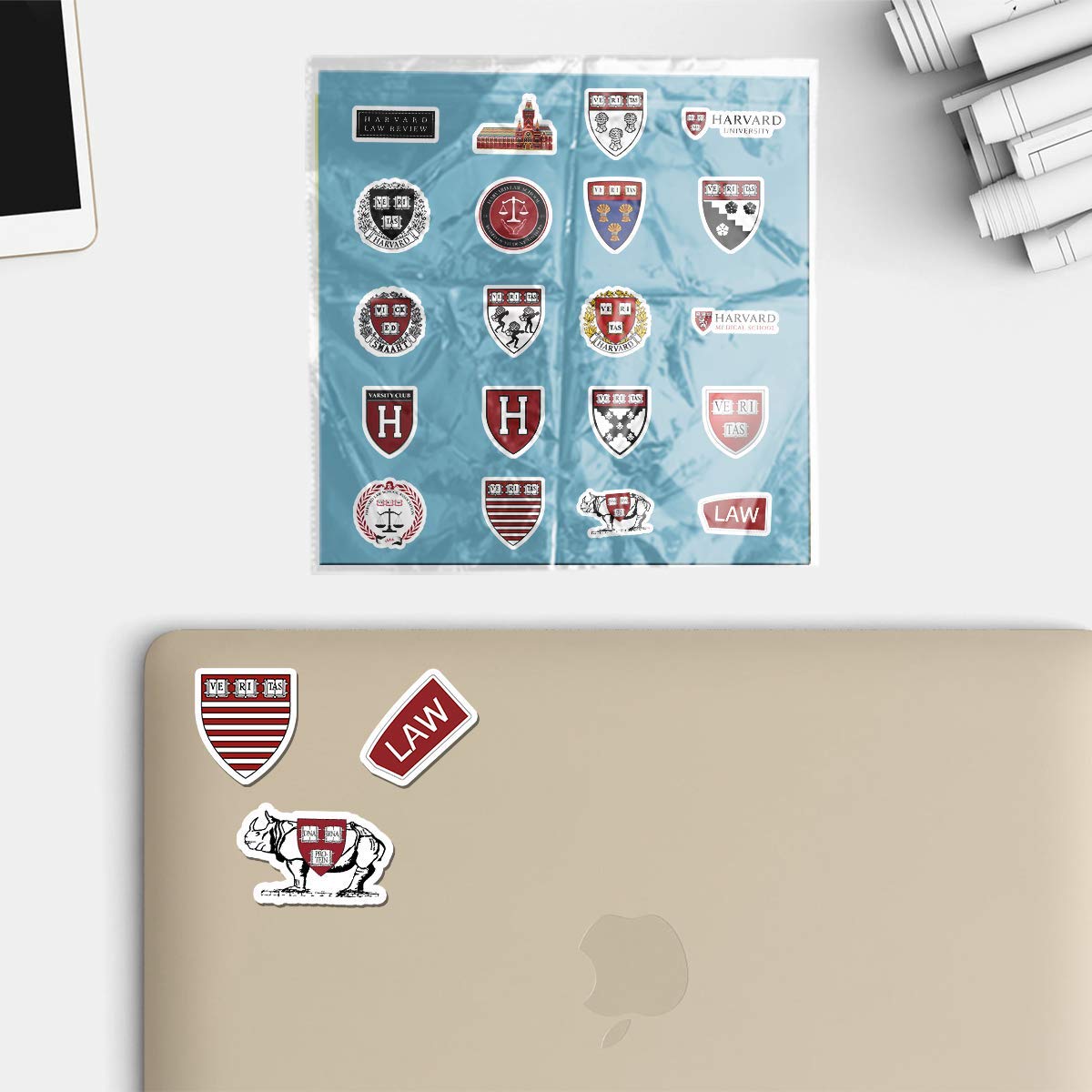 20 PCS Harvard Aesthetic Law Stickers - Colorful Vinyl Waterproof Decals for Water Bottles, Laptops, Scrapbooking, Luggage, Skateboards | Perfect for School, Office, Travel & DIY Projects