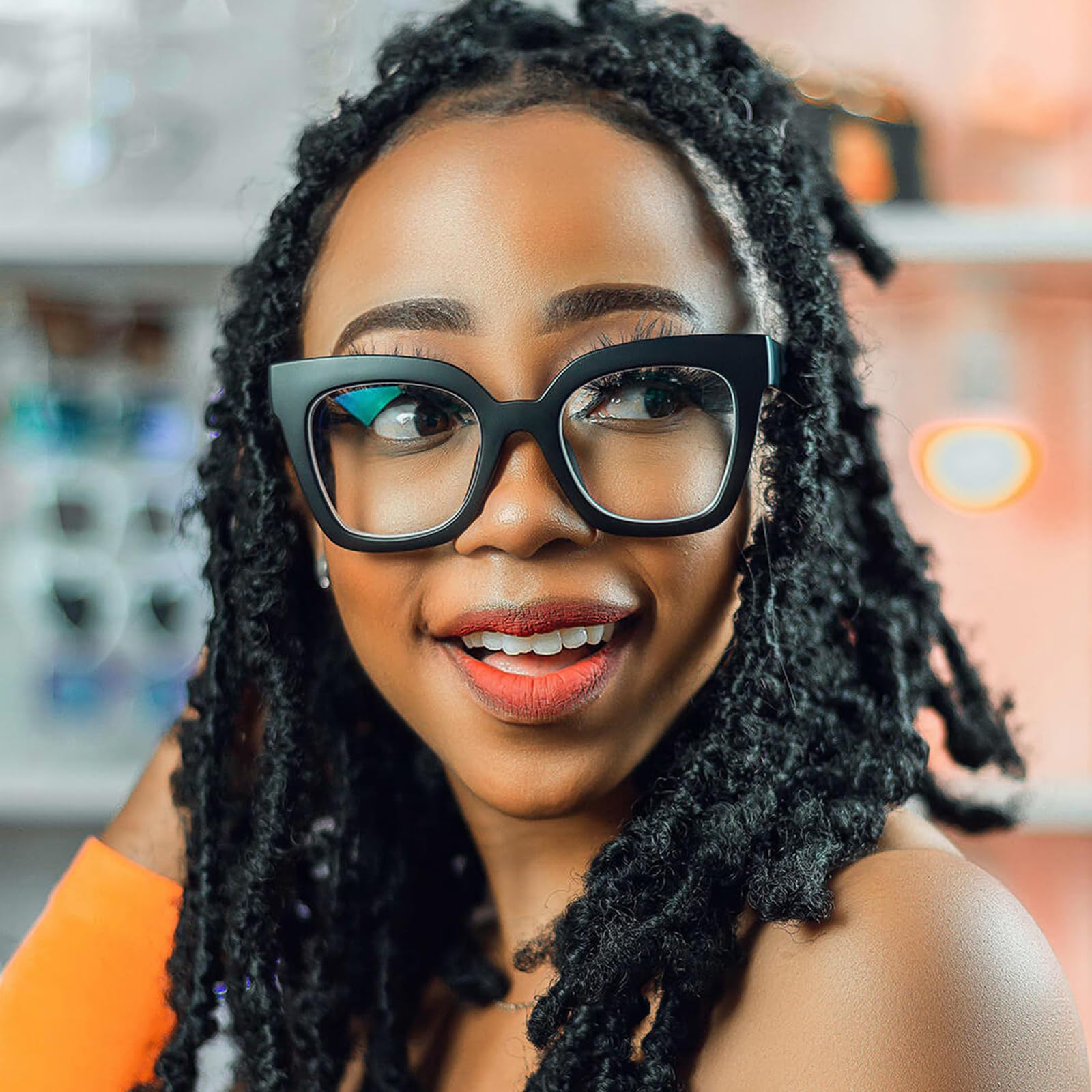 Zeelool Trendy Rectangle Blue Light Blocking Glasses for Women | TR90 Lightweight Eyewear | Computer & Gaming Glasses | VFT0269-03 Black Frame with Clear Lens | Perfect for Office Work & Digital Screen Use