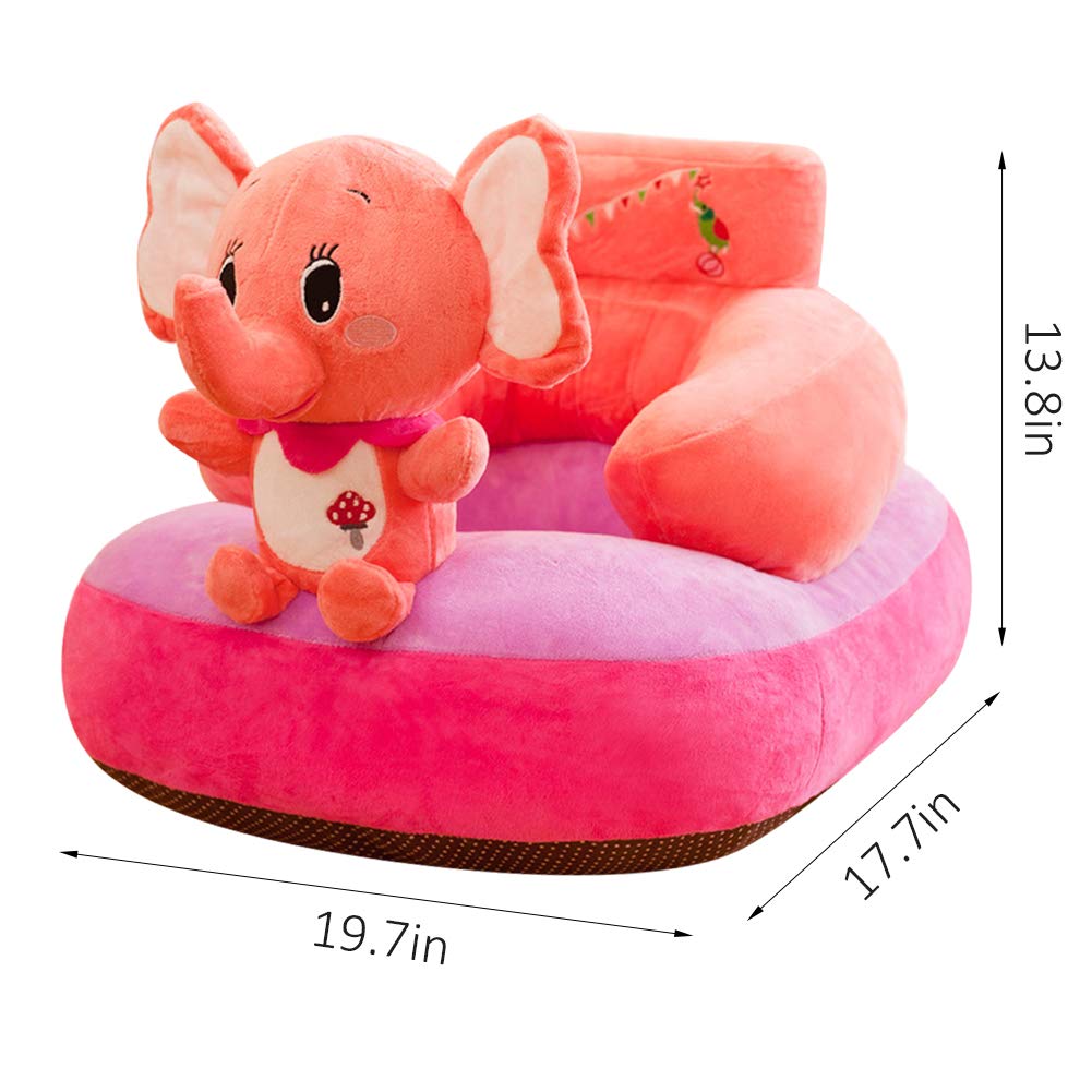 WAYUTO Soft Plush Baby Sofa Chair - Infant Support Seat for Learning to Sit, Floor Seat for Toddlers & Kindergarten Kids - Pink Elephant Design | Perfect for Playtime, Nursery, and Early Childhood Development