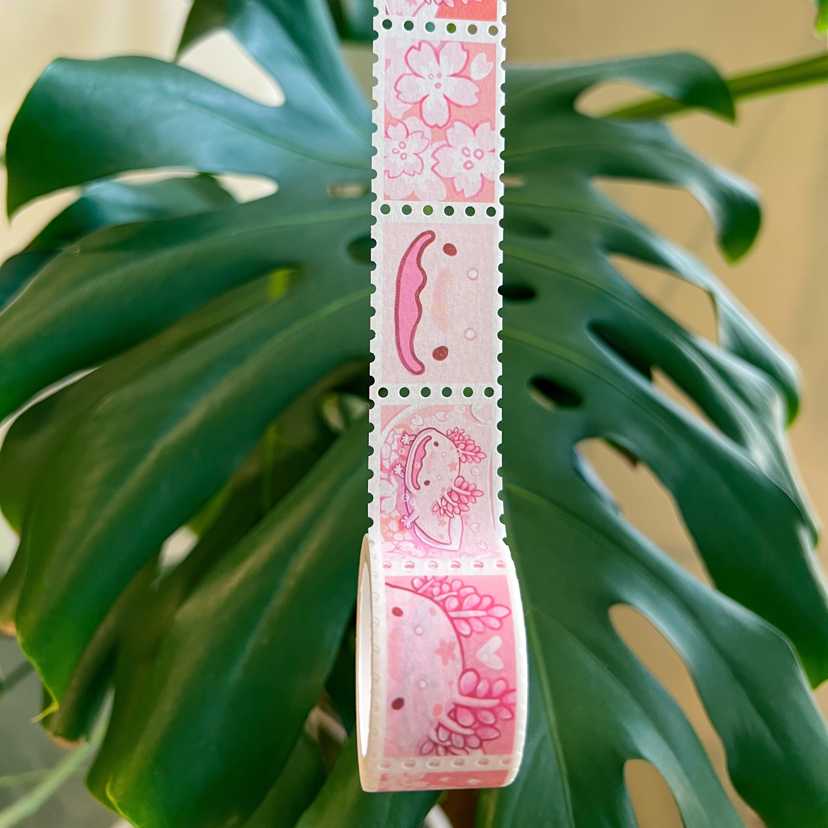 Cherry Blossom Axolotl Washi Tape - Japanese Kawaii Decorative Paper Tape for Scrapbooking, Journaling, Planner Stickers & DIY Crafts