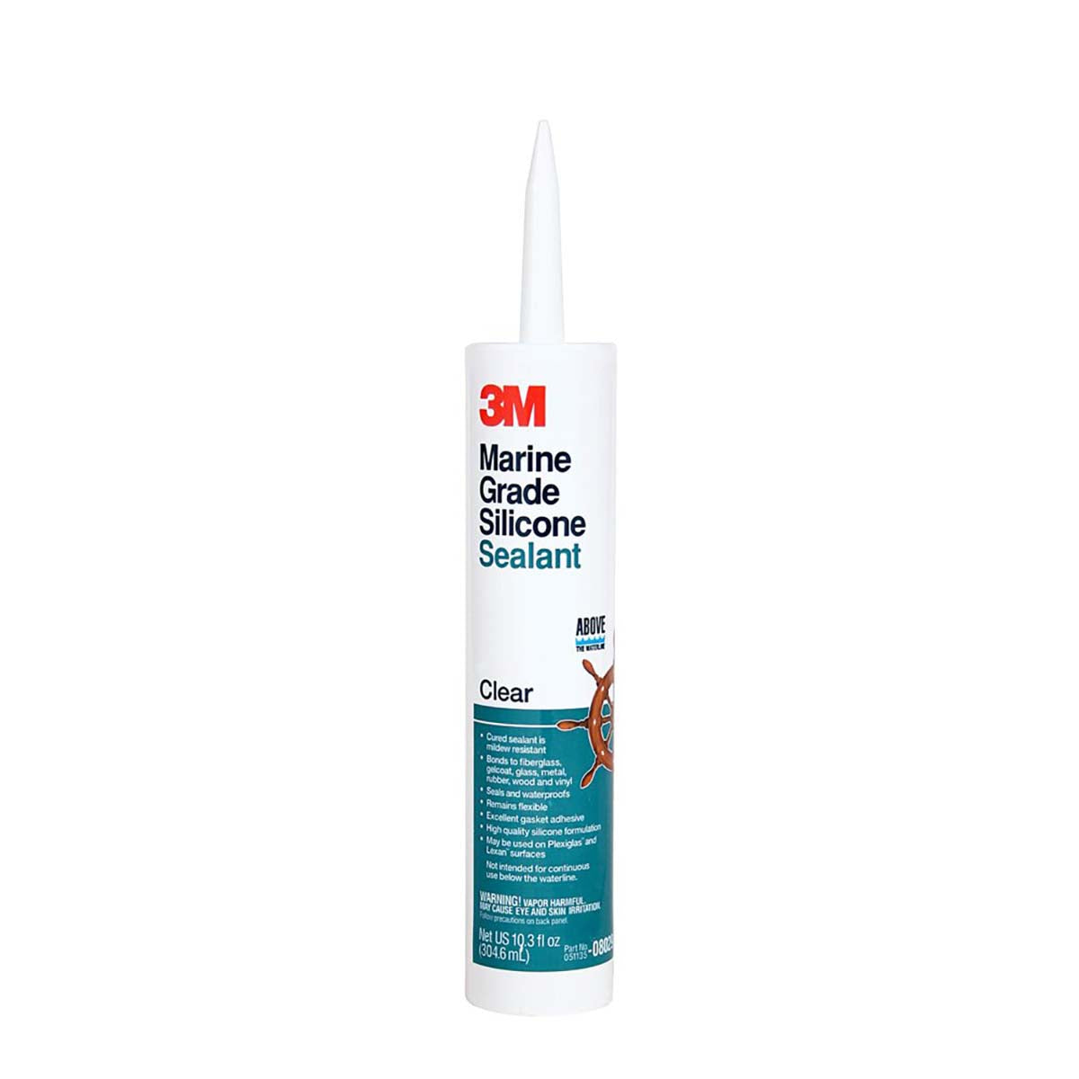 3M Marine Grade Silicone Sealant Clear - Waterproof Adhesive for Boats, RVs & Outdoor Use - 1/10 Gallon Cartridge (12 Per Case) - Ideal for Marine Repairs, Window Sealing & Waterproofing Projects