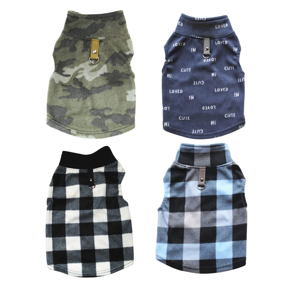 POPETPOP 4pcs Warm Dog Coats - Fleece Winter Vest for Small Pets - Christmas Costume & Outdoor Wear