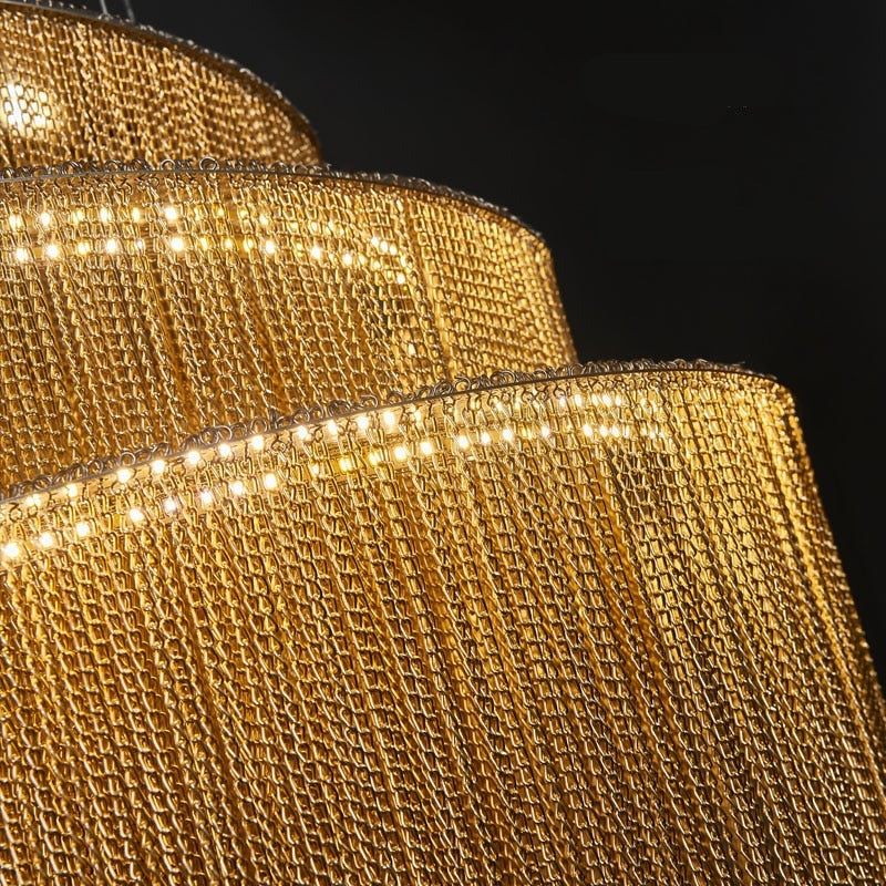 Spiral Chain Chandelier - Modern Elegant Staircase Lighting Fixture for Home Decor | Perfect for Living Room, Dining Room & Entryway Lighting