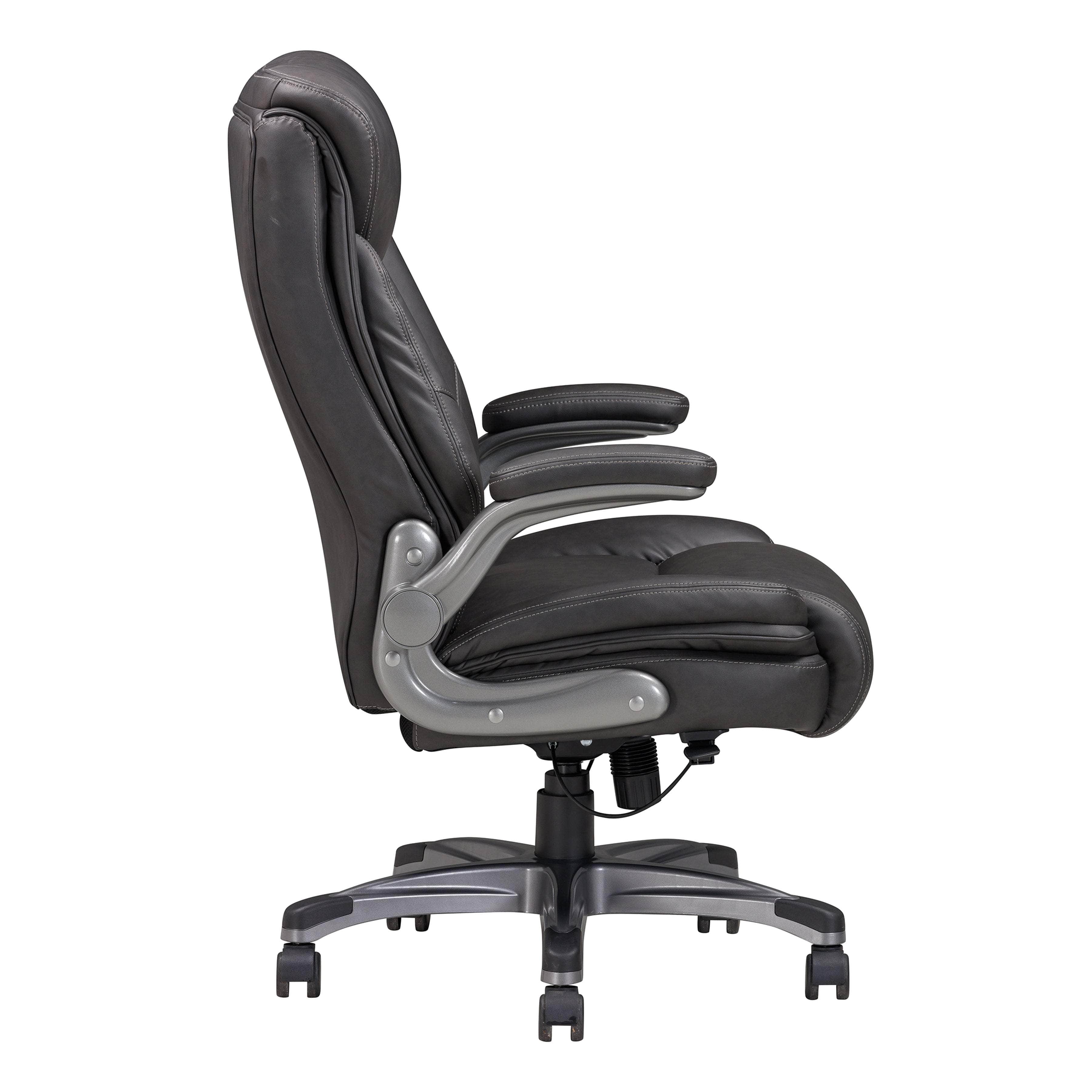 Sealy Ryder Bonded Leather Swivel High Back Executive Office Chair - Grey Ergonomic Desk Chair for Home & Office, Perfect for Long Work Hours, Gaming, and Conference Rooms