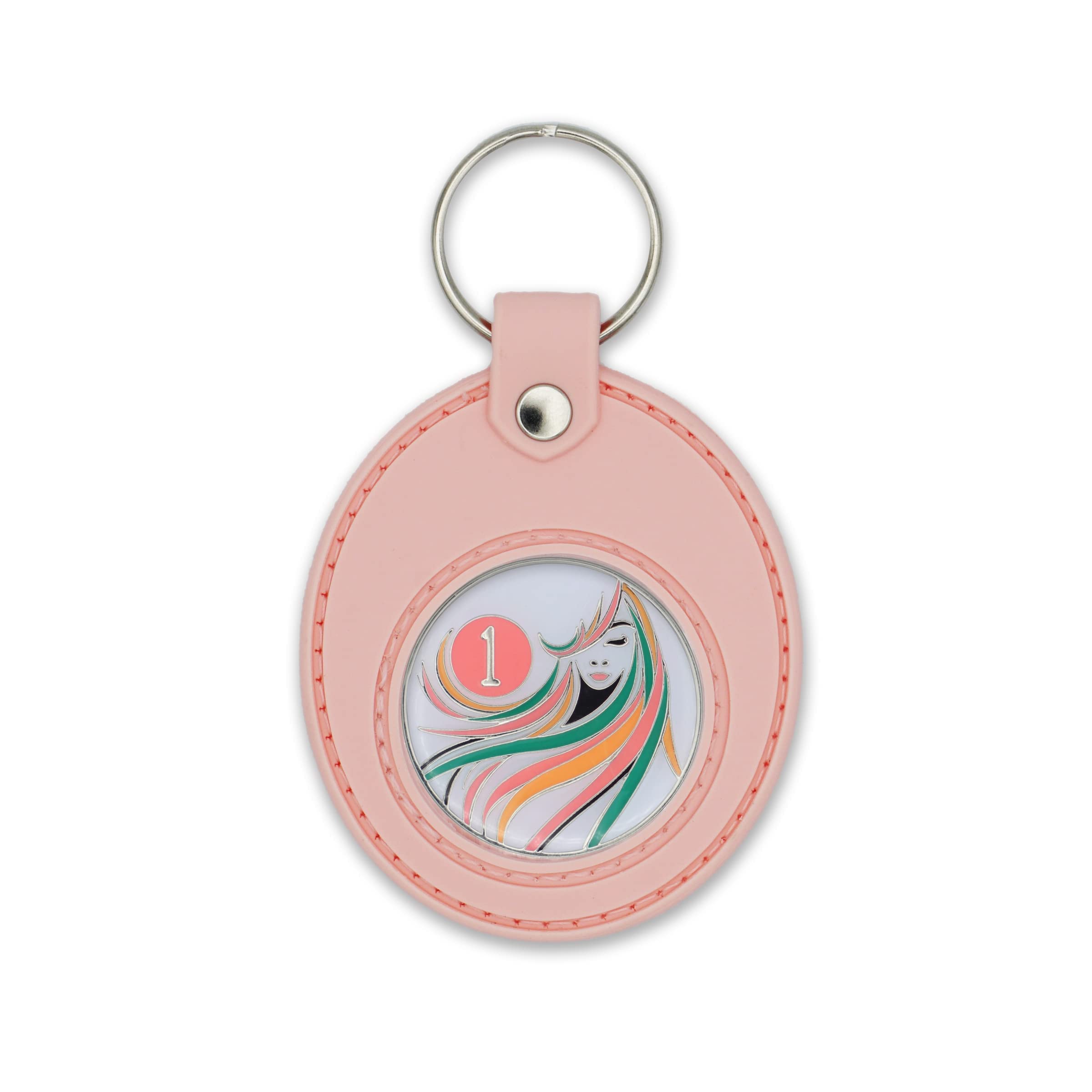 Sobriety Coin Holder Keychain - Displays Both Sides of AA Medallions, Recovery Tokens & Apple AirTag - Waterproof Scratchproof Soft Silicone Key Ring for 12 Step Programs - Perfect for AA Meetings, NA Recovery & Personal Motivation (Pink)