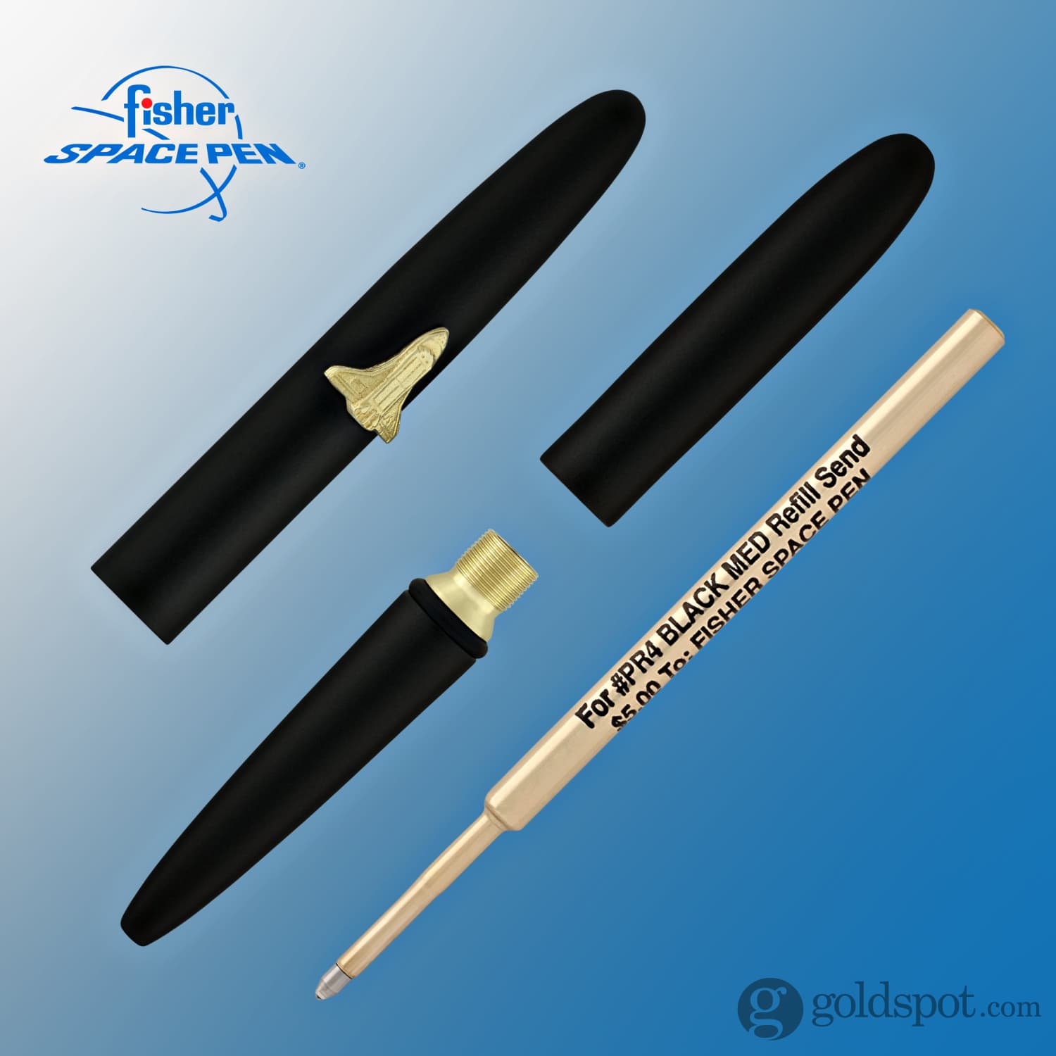 Fisher Space Pen Bullet Ballpoint Pen - Matte Black with Shuttle Emblem - Compact & Refillable for Everyday Carry, Travel, Outdoor Adventures & Zero Gravity Writing