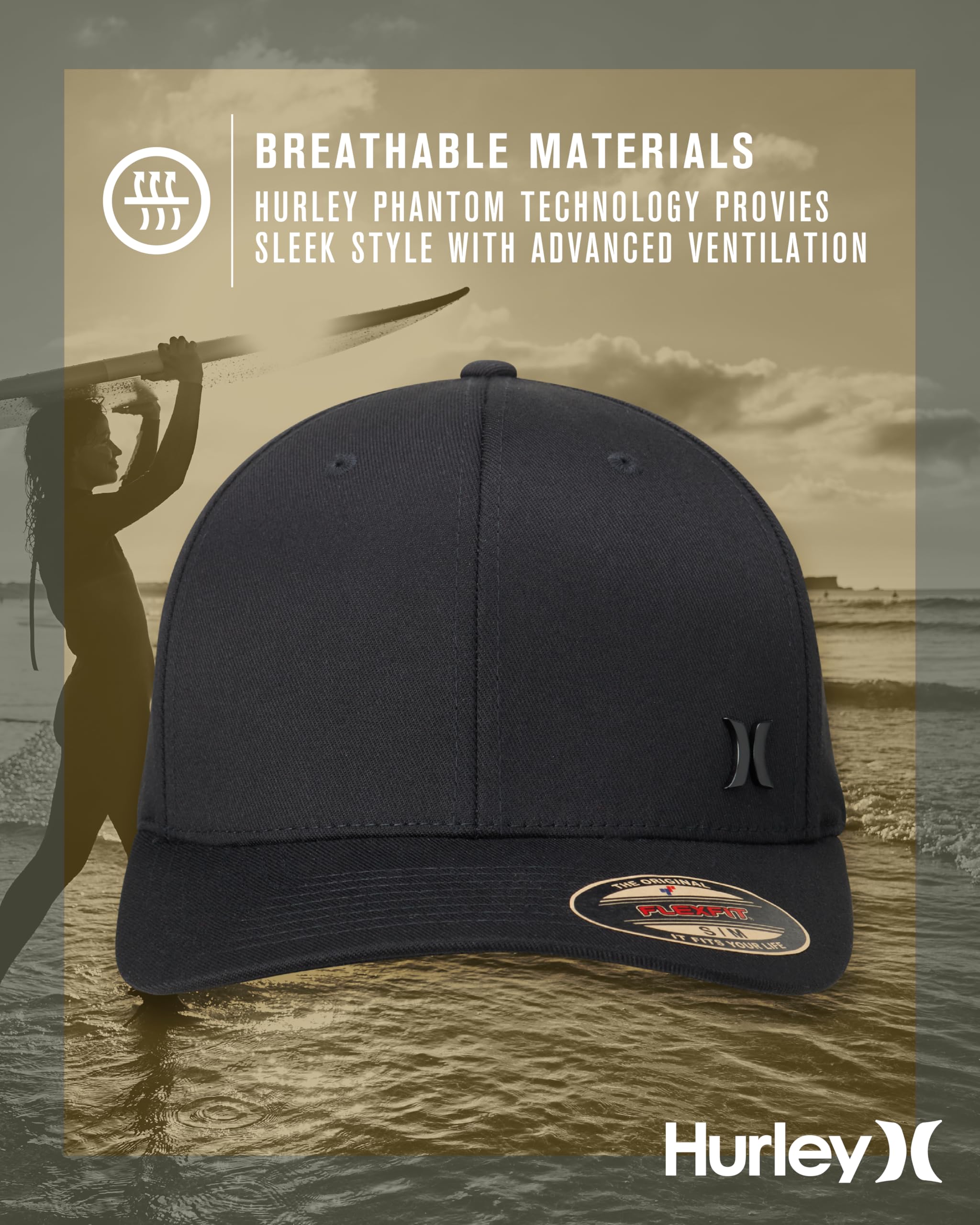 Hurley Men's Baseball Cap - Iron Corp Fitted Hat for Men | Adjustable & Stylish Baseball Hat for Outdoor Sports, Casual Wear & Sun Protection