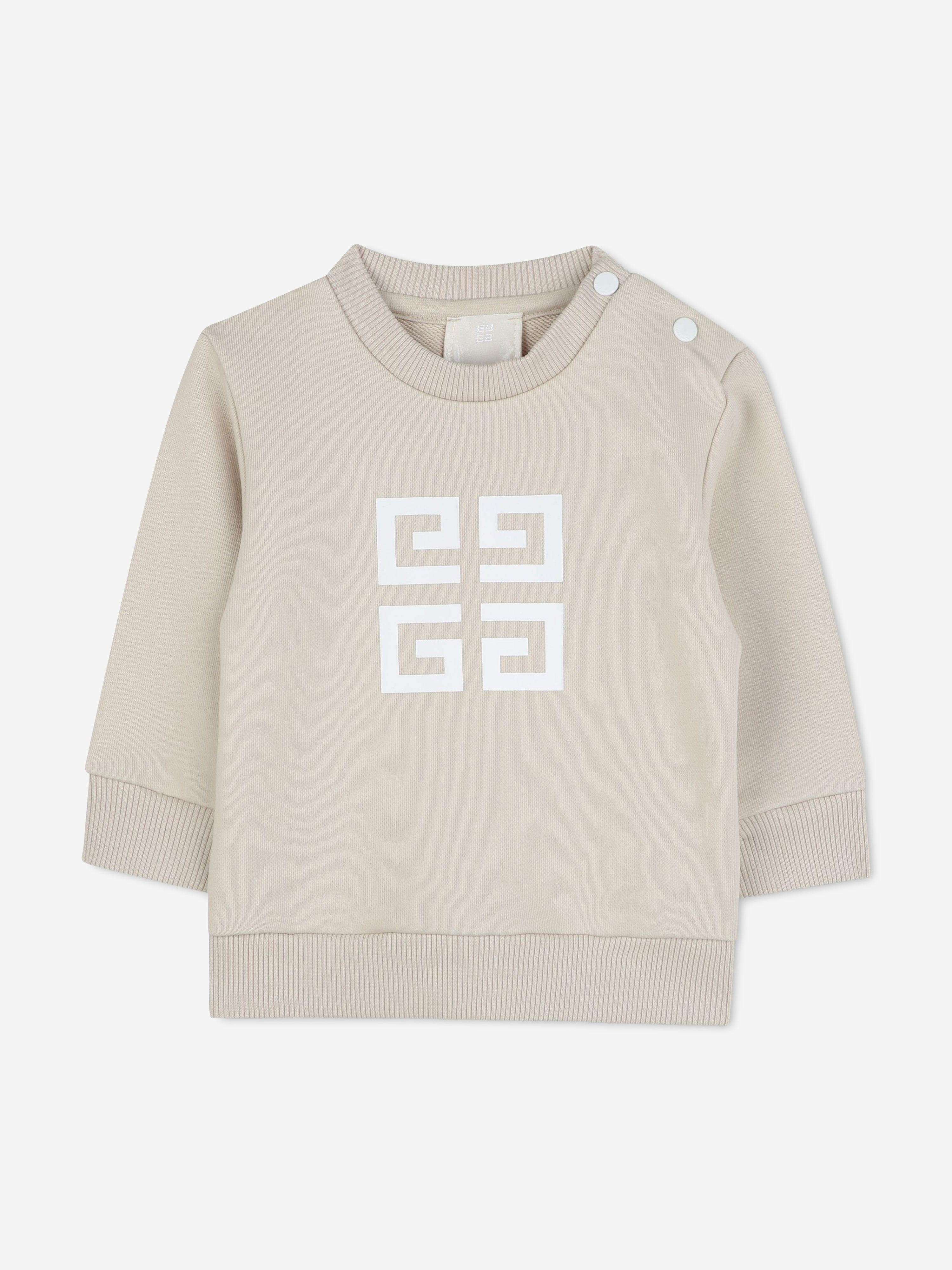 4G Logo Baby Boys Beige Sweatshirt - Soft & Comfortable Pullover for Toddlers - Perfect for Playdates, School & Outdoor Activities