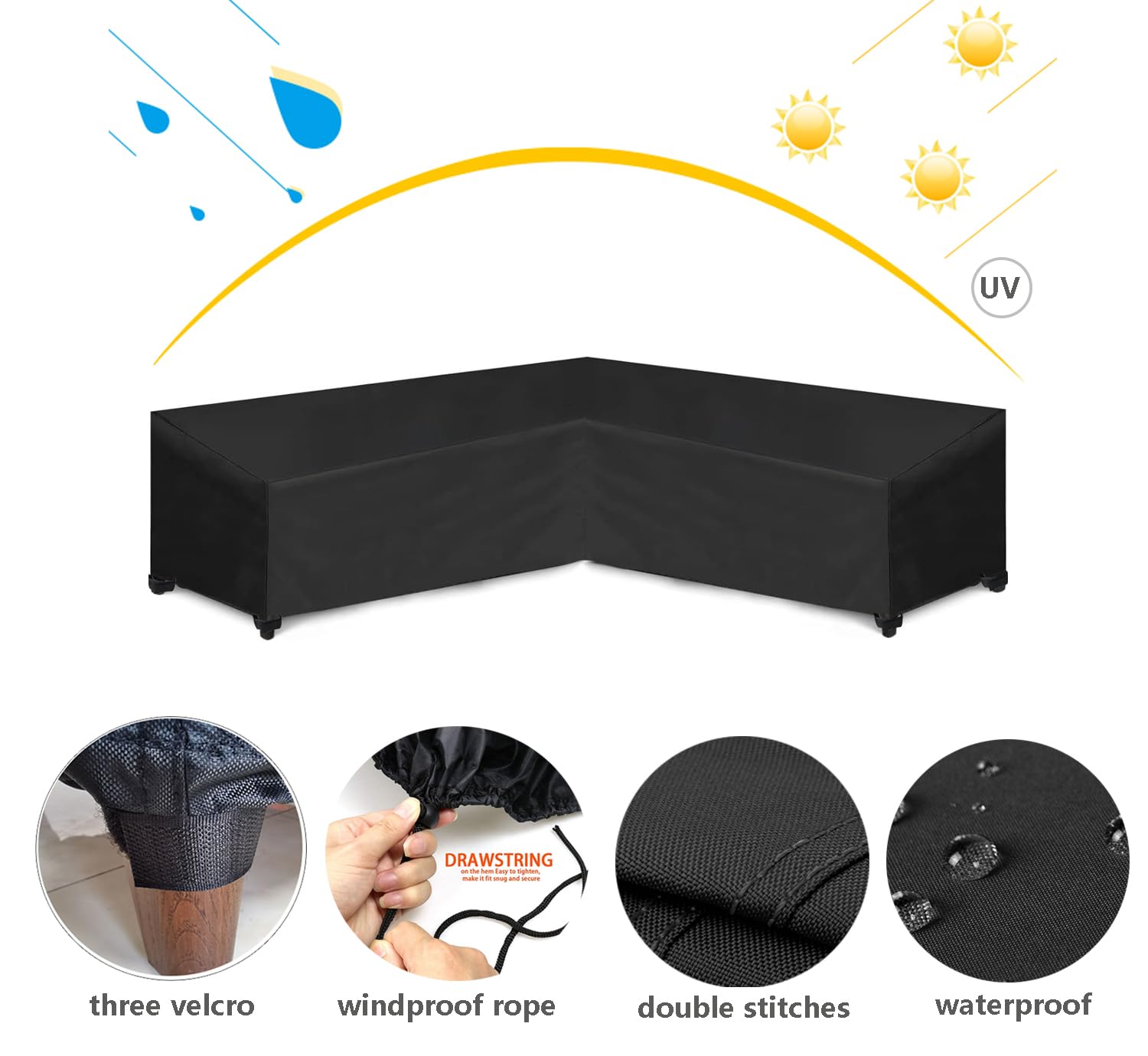 Waterproof V-Shaped Sectional Sofa Cover 85