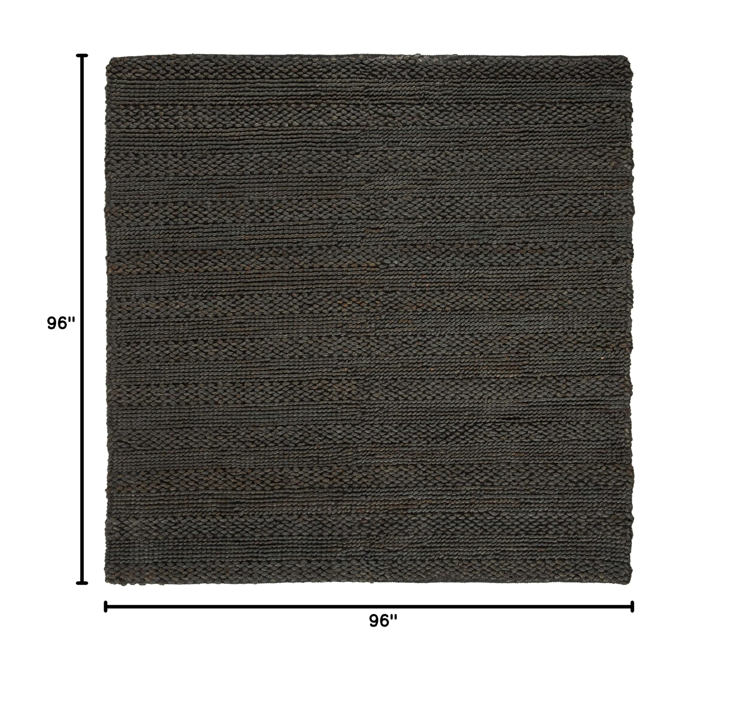 SAFAVIEH Handmade Braided Jute Area Rug 8' x 8' Square Charcoal - Natural Fiber Collection NF212C - Perfect for Boho Living Room, Bedroom or Eco-Friendly Home Decor